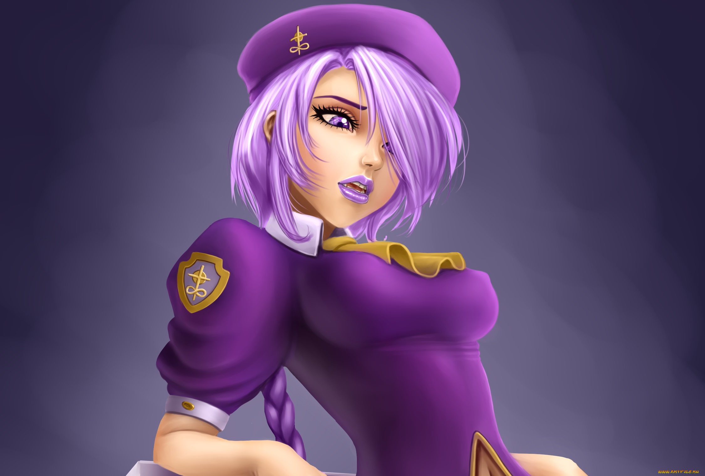 рисованные, люди, девушка, взгляд, фон, бирет