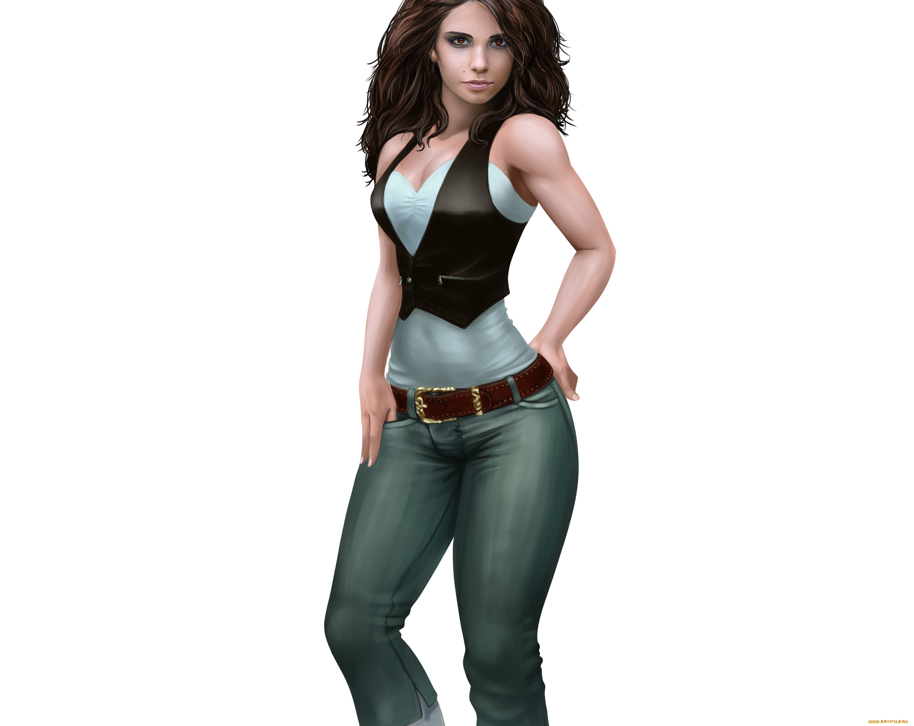 рисованные, люди, фон, взгляд, девушка