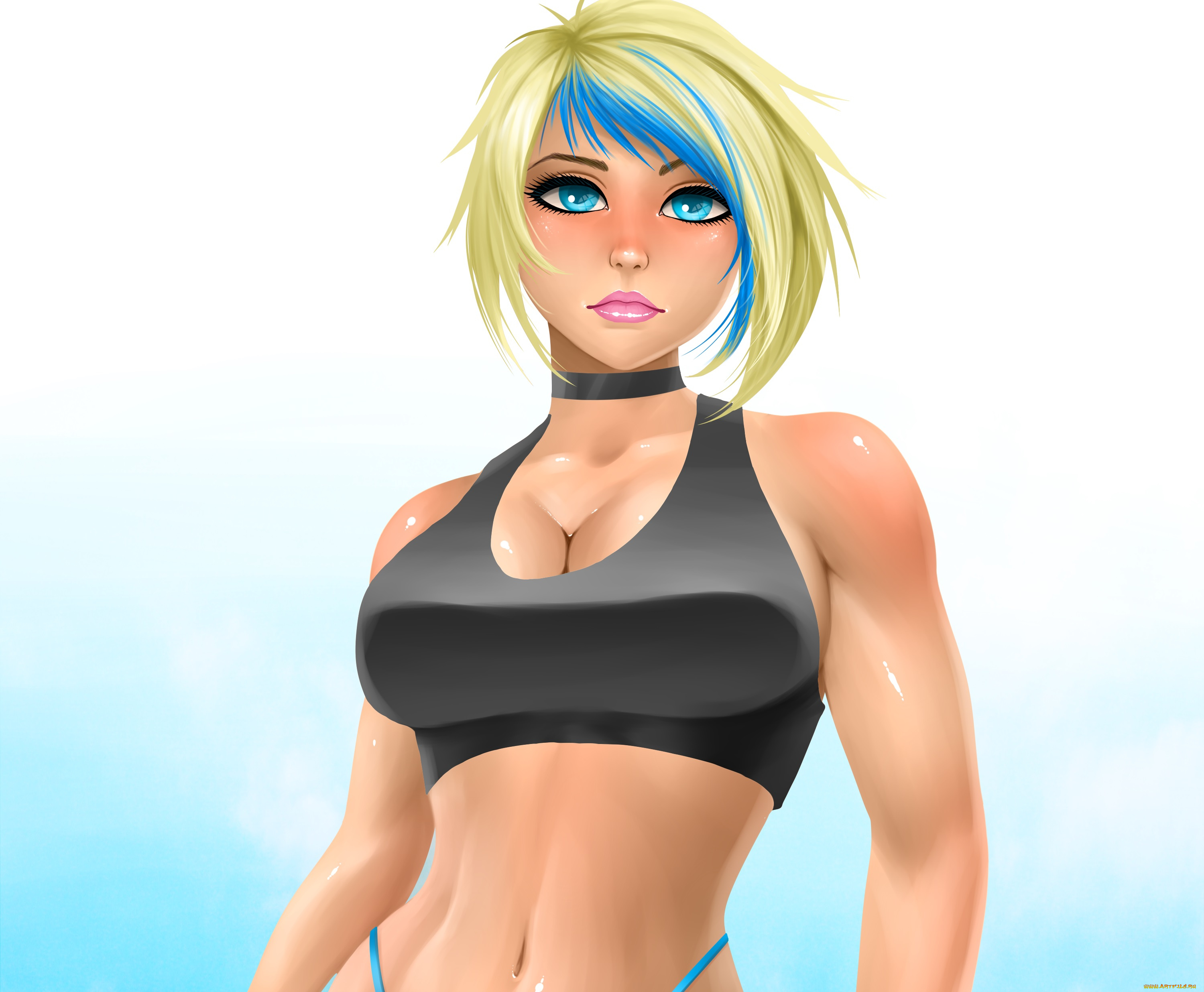 рисованные, люди, девушка, фон, взгляд