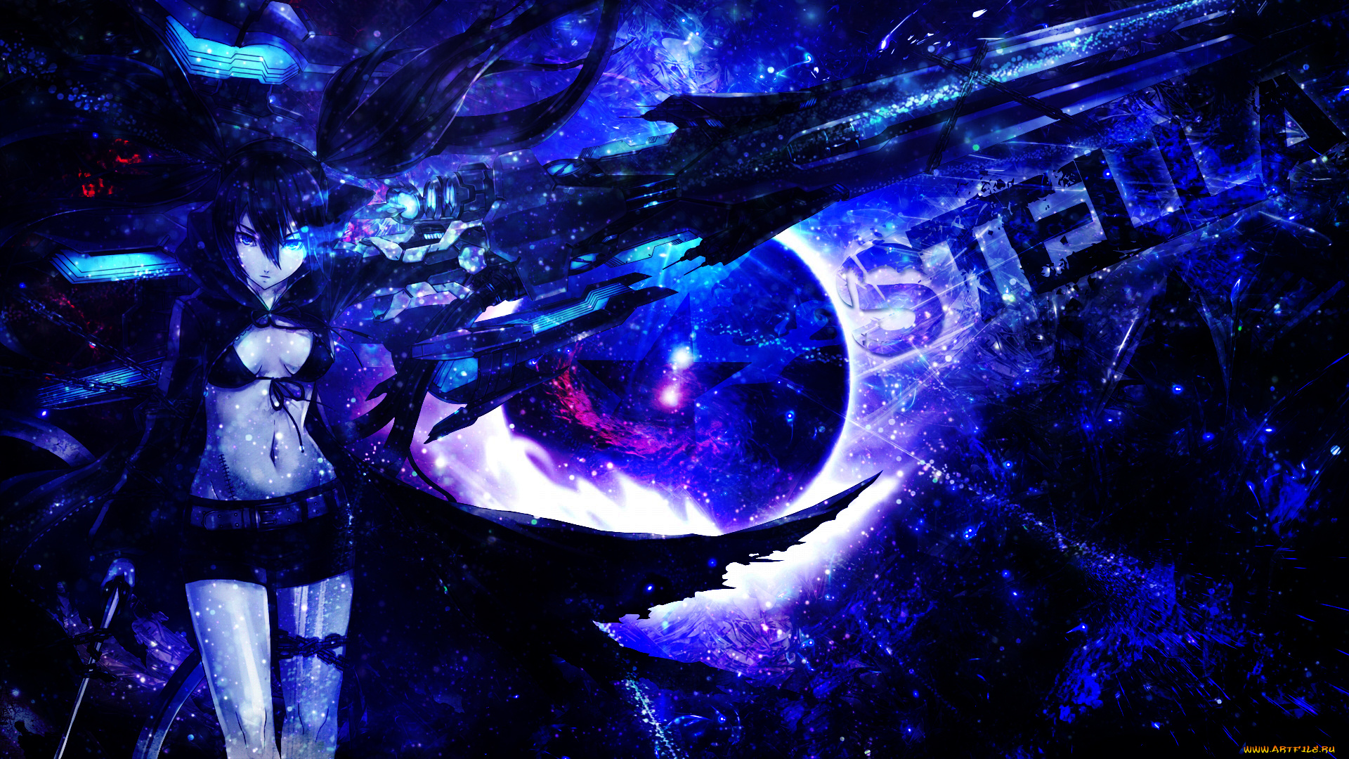 аниме, black, rock, shooter, девушка, dinocojv, арт