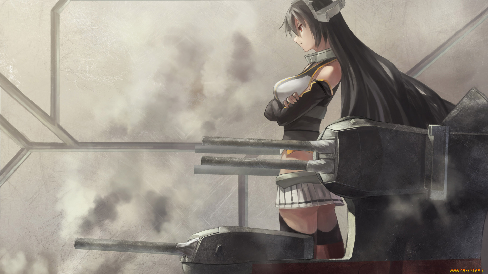 аниме, kantai, collection, kancolle, nagato, kantai, collection, арт, девушка, avamone, оружие