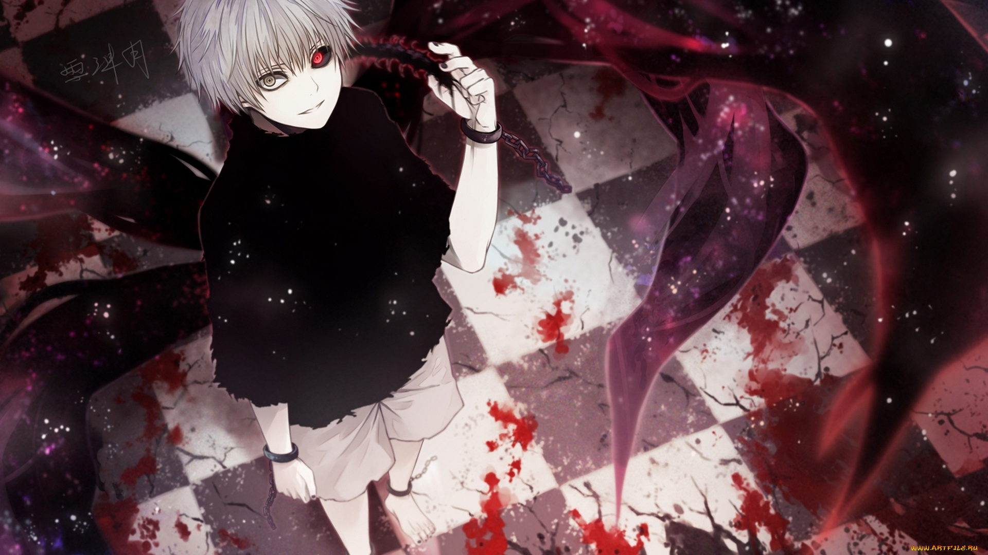 аниме, tokyo, ghoul, tokyo, ghoul, арт, кровь, крылья, парень, angel31424, kaneki, ken