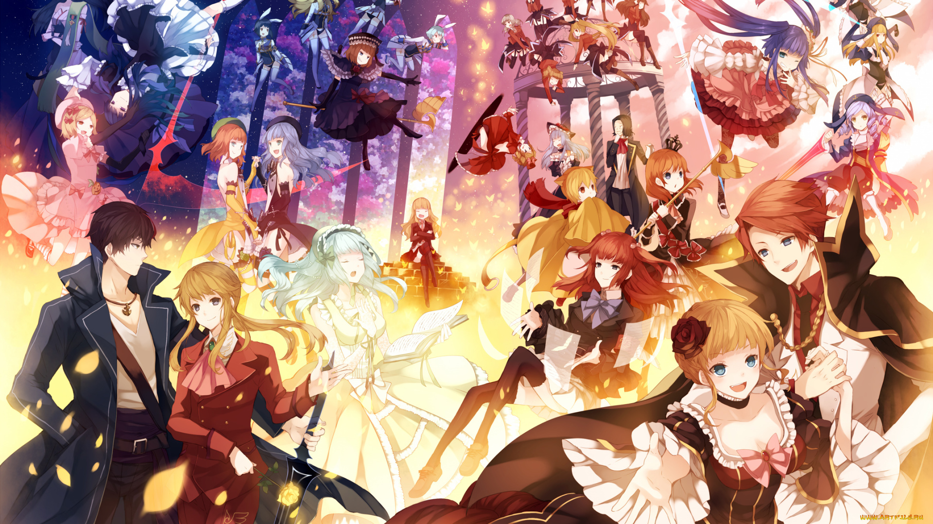 аниме, umineko, no, naku, koro, ni, девушки, парень, арт, hanokage, umineko, no, naku, koro, ni