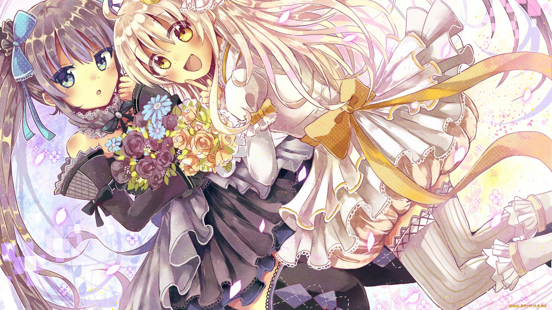 аниме, unknown, , другое, цветы, девочки, sakura, oriko