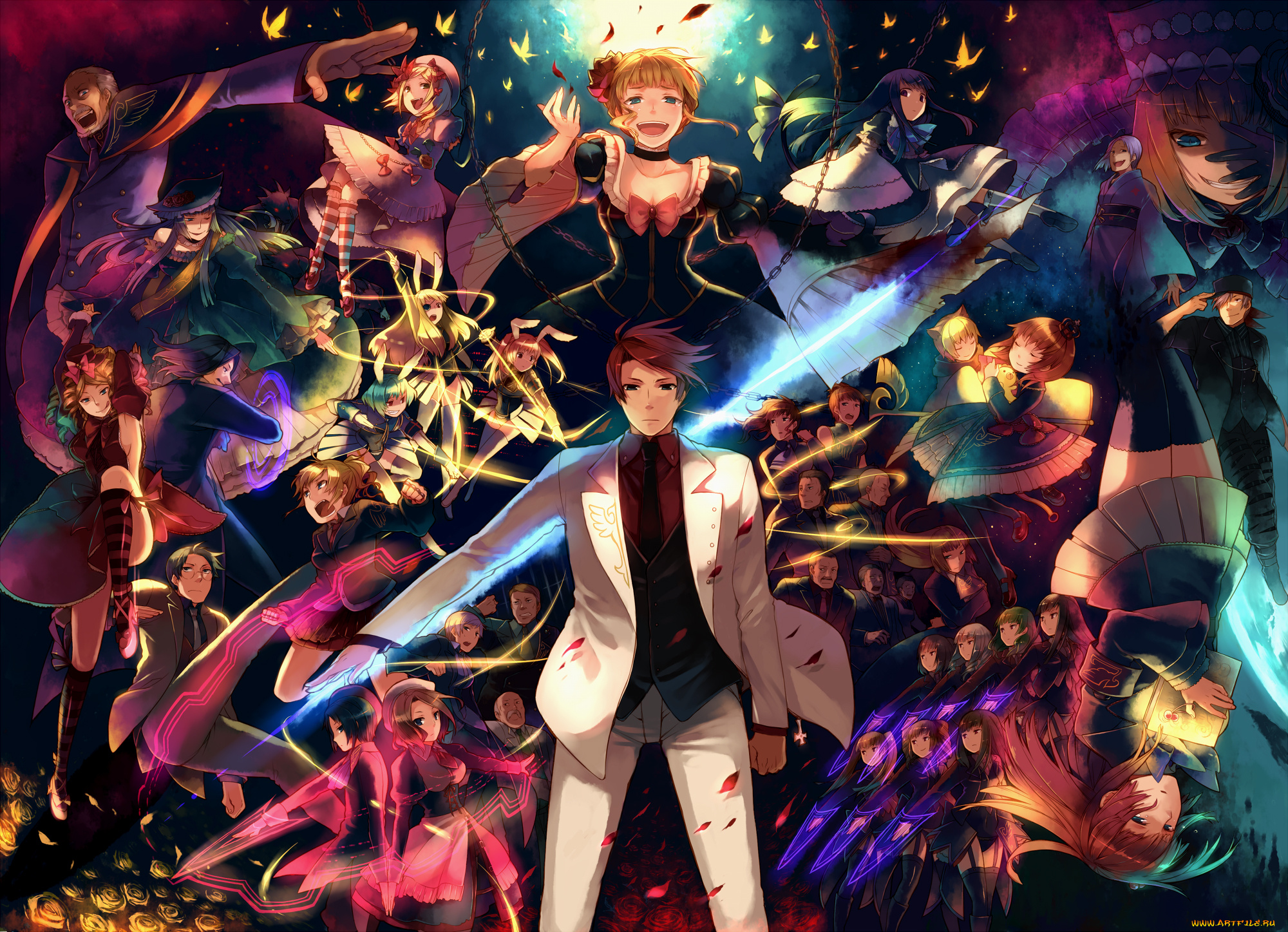 аниме, umineko, no, naku, koro, ni, парень, umineko, no, naku, koro, ni, девушки