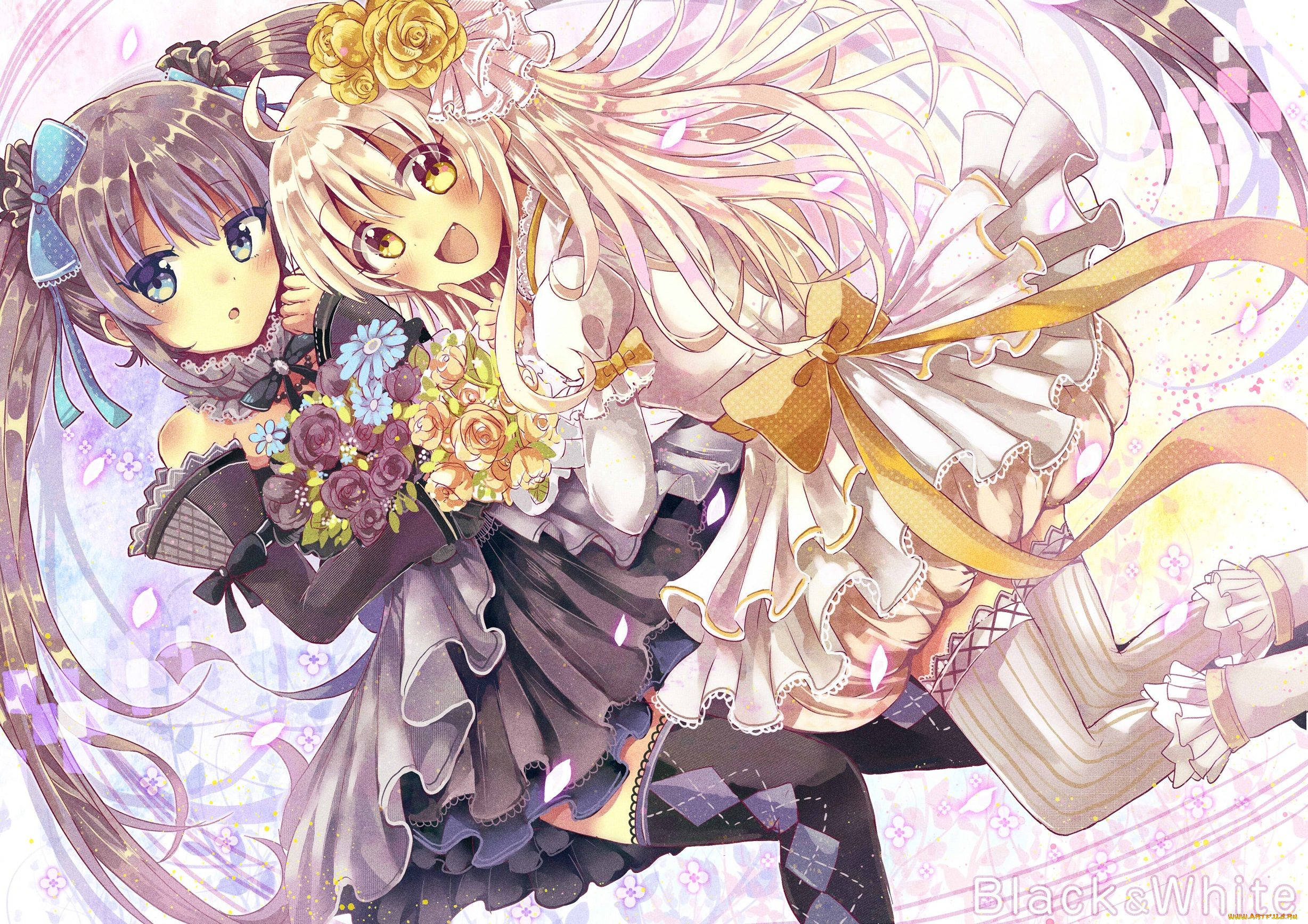 аниме, unknown, , другое, цветы, девочки, sakura, oriko