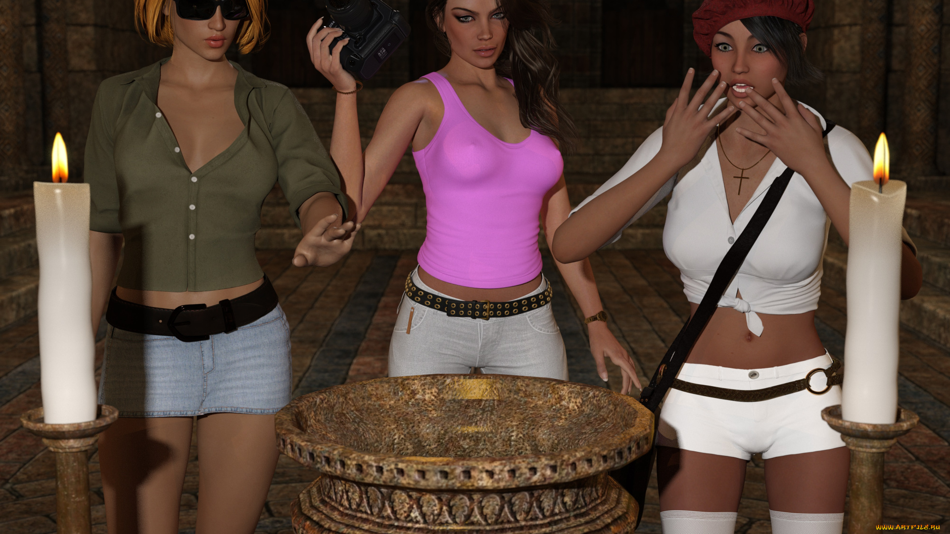 berberia, 3д, графика, фантазия, , fantasy, взгляд, фон, девушки