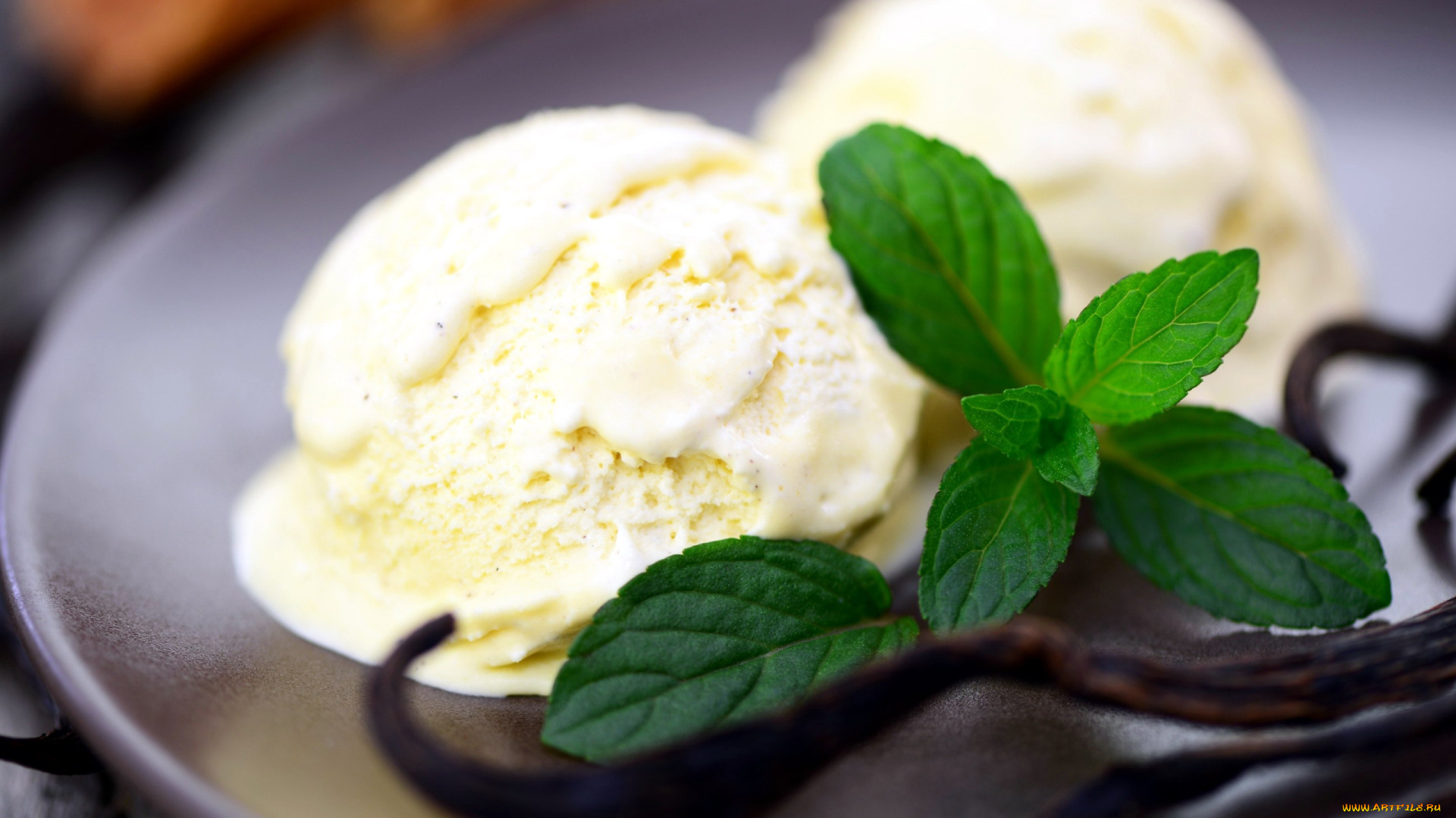 еда, мороженое, , десерты, мята, ванильное