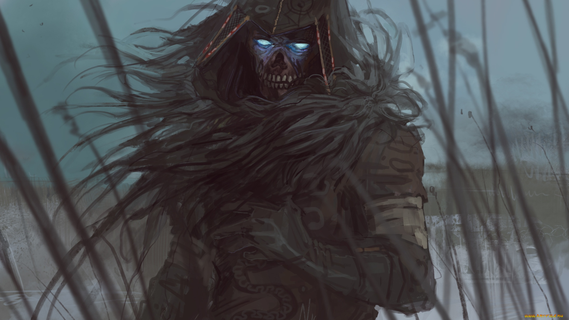 фэнтези, нежить, фантастика, взгляд, скелет, арт, череп, демон
