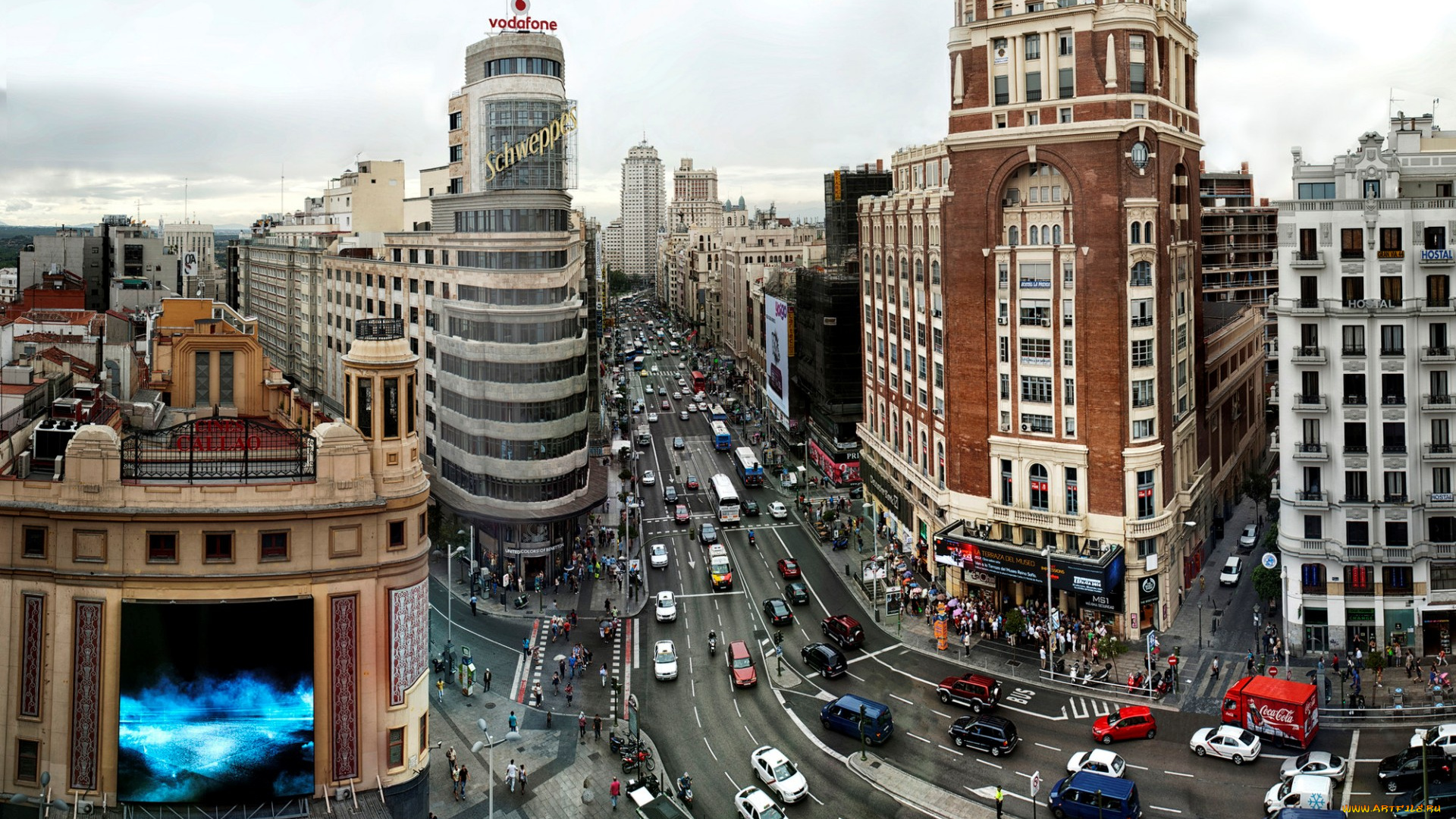 города, мадрид, , испания, улица, дорога, здания, дома, панорама, город, мадрид