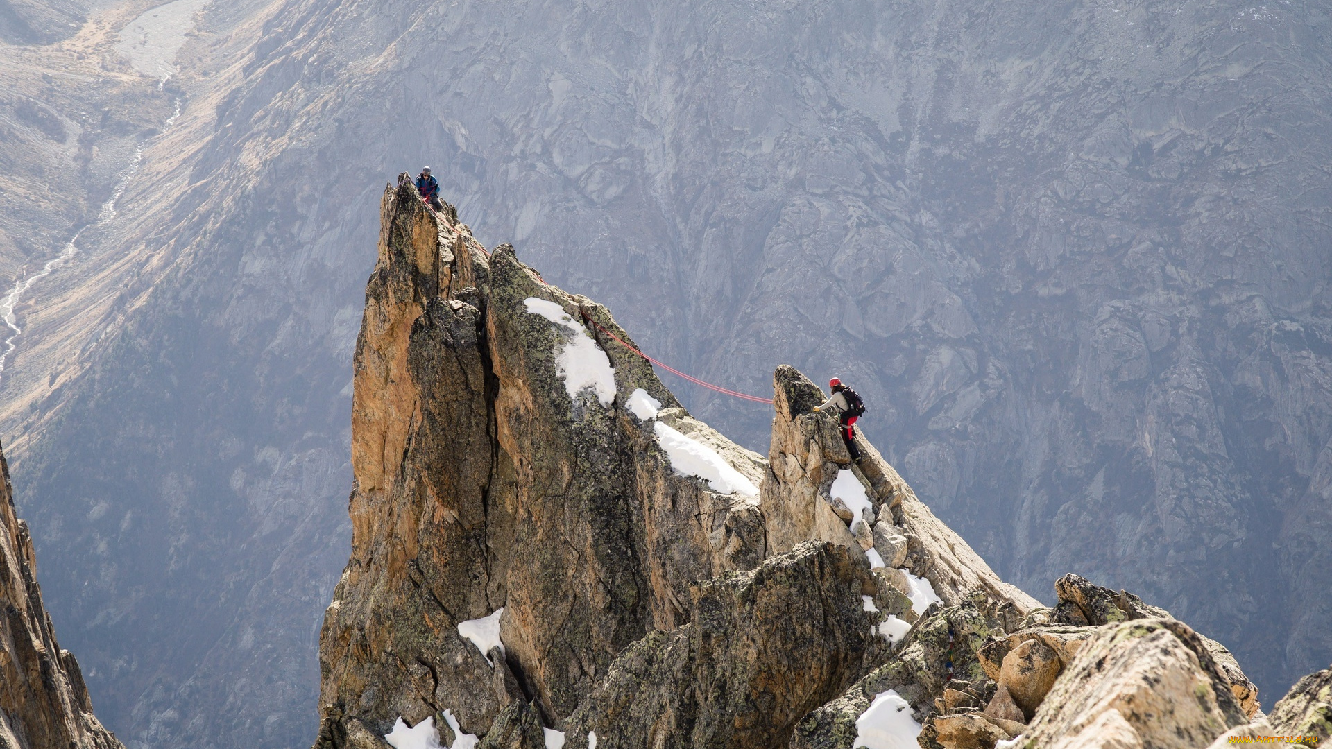 природа, горы, эгюий-дибона, альпинисты, люди, скалы