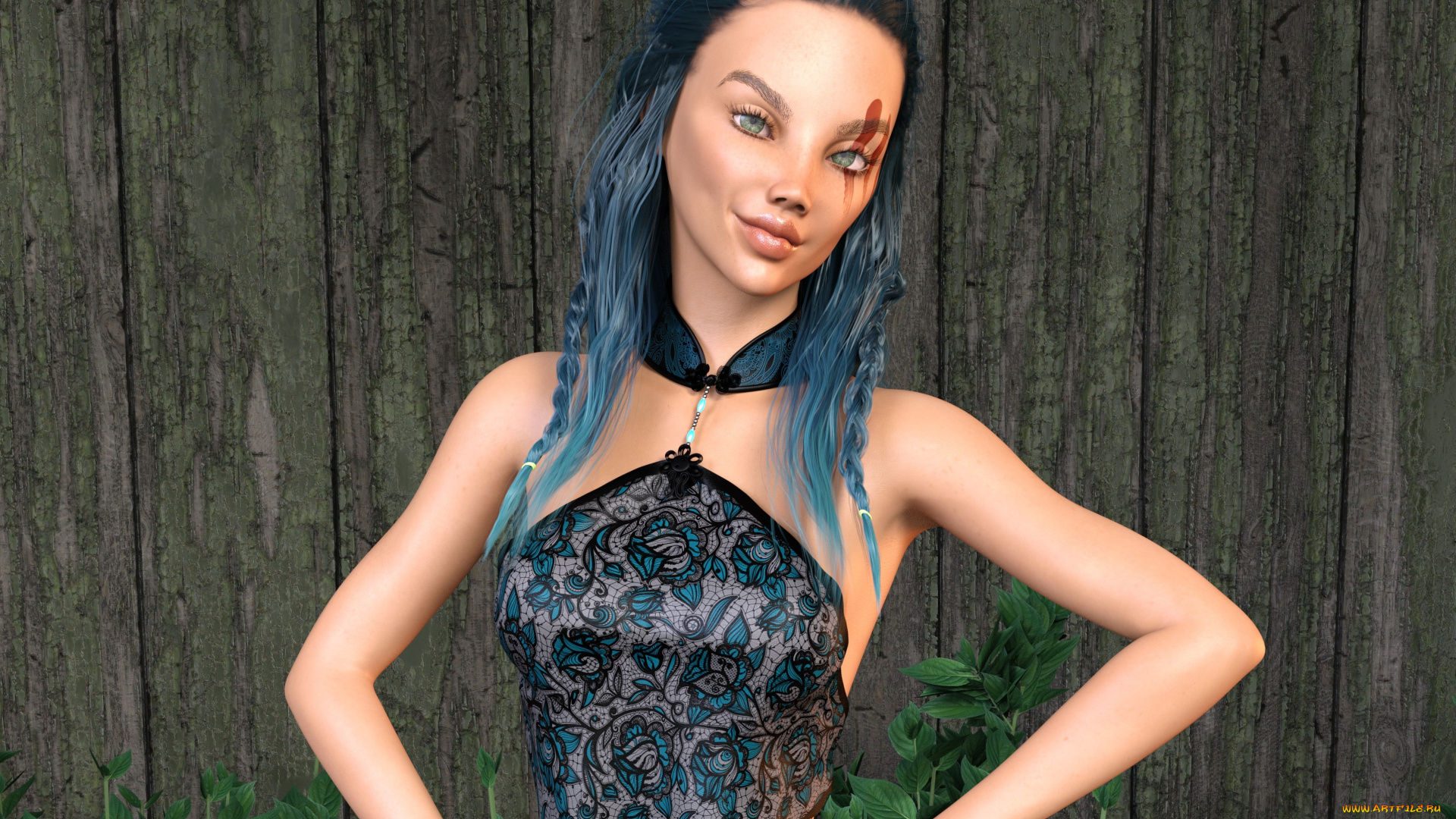 3д, графика, фантазия, , fantasy, фон, взгляд, девушка