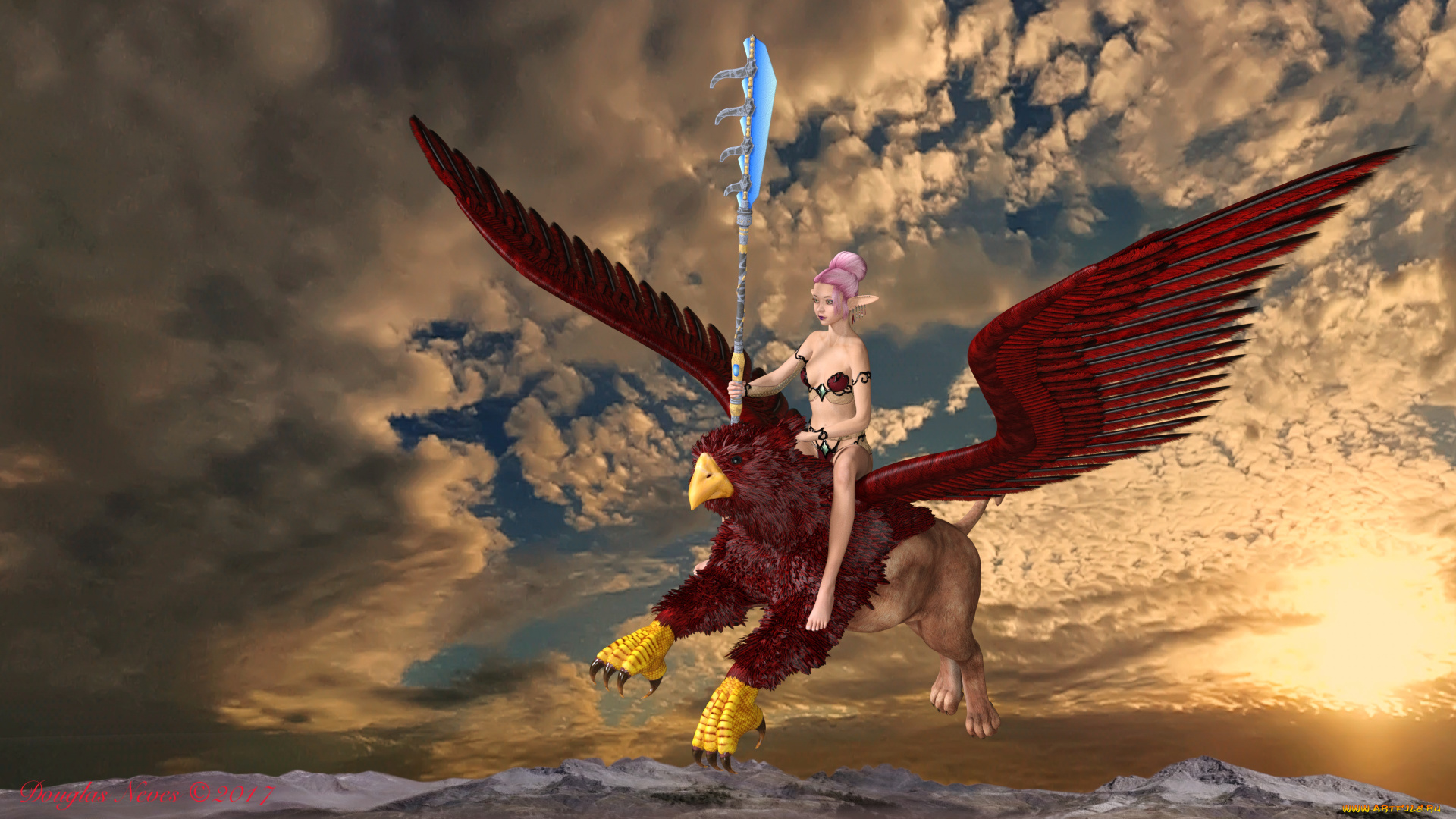 3д, графика, существа, , creatures, фон, взгляд, эльфийка