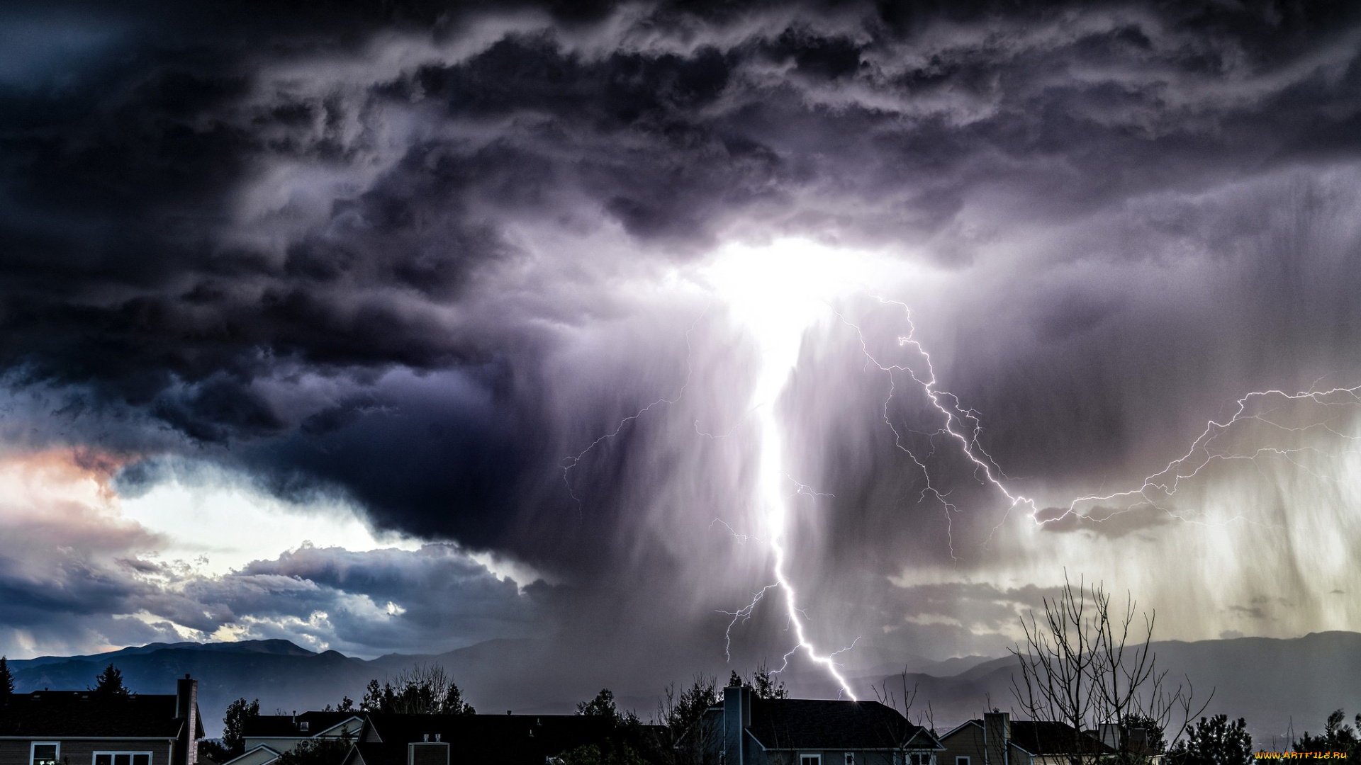 природа, молния, , гроза, простор