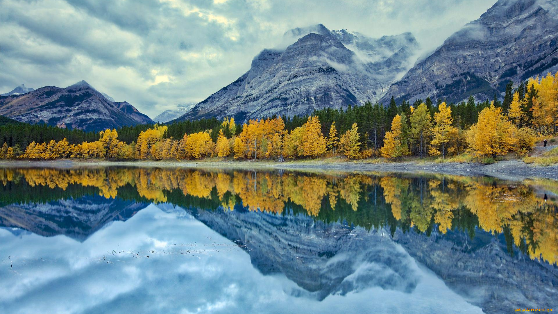 природа, реки, озера, alberta, canada, осень, озеро, kananaskis, country