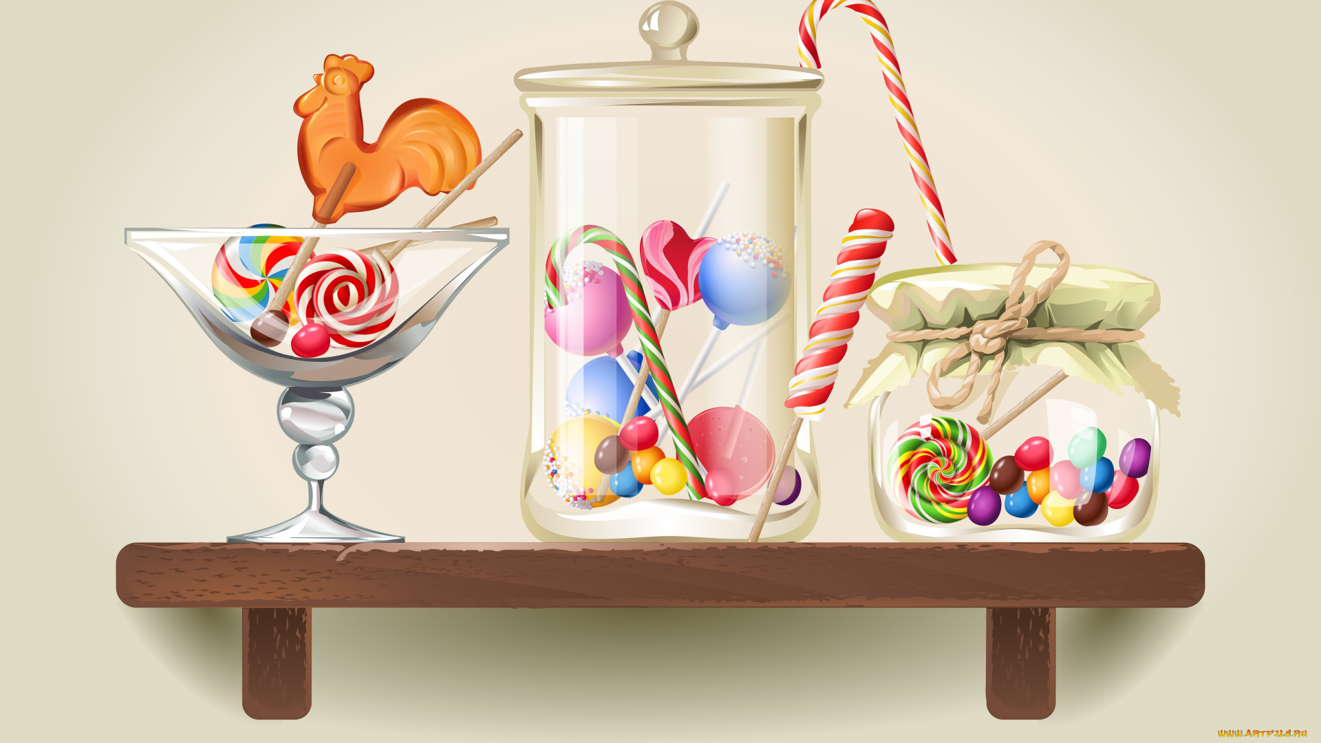 векторная, графика, еда, , food, леденцы, полка, карамель, банки