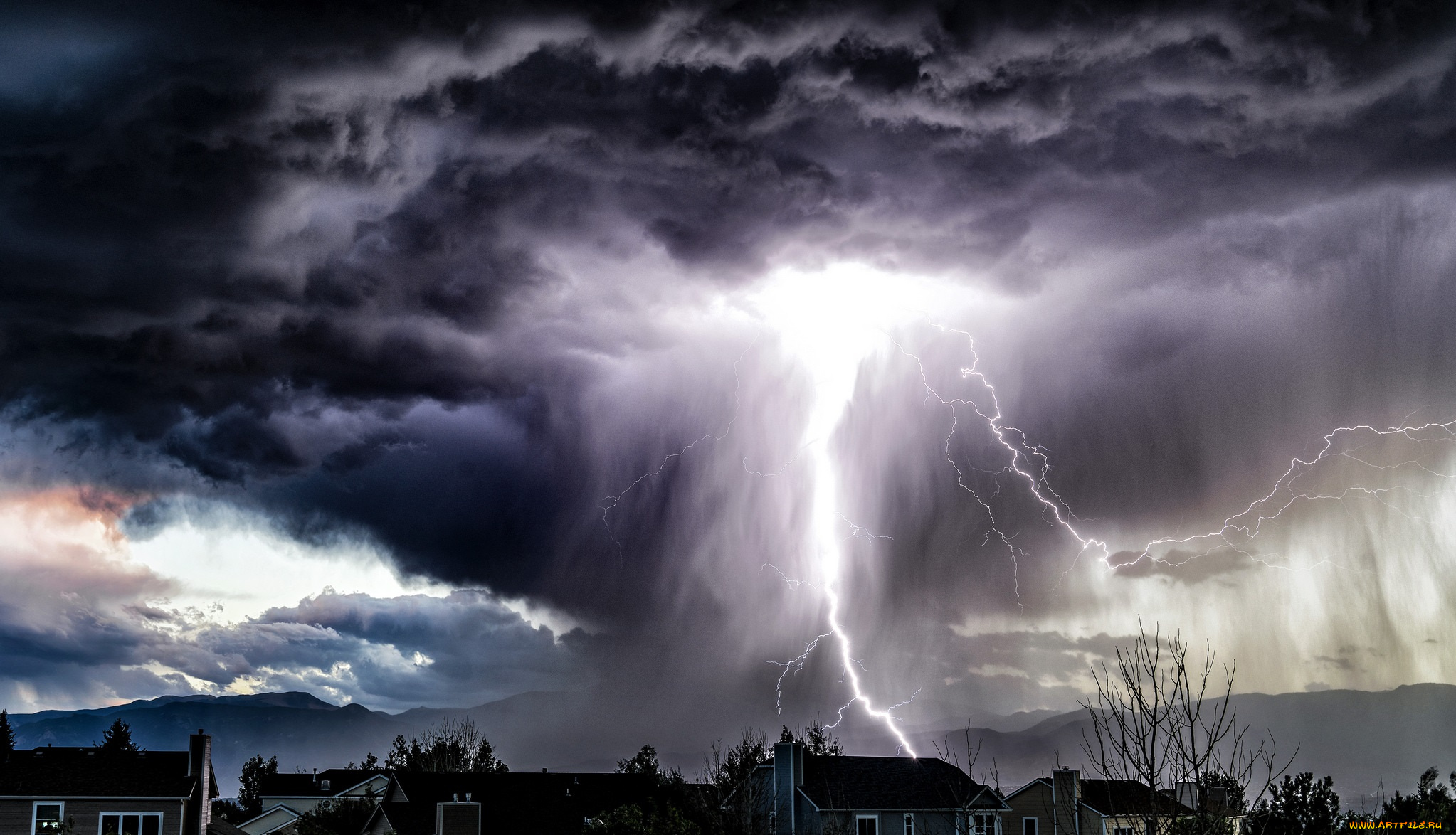 природа, молния, , гроза, простор