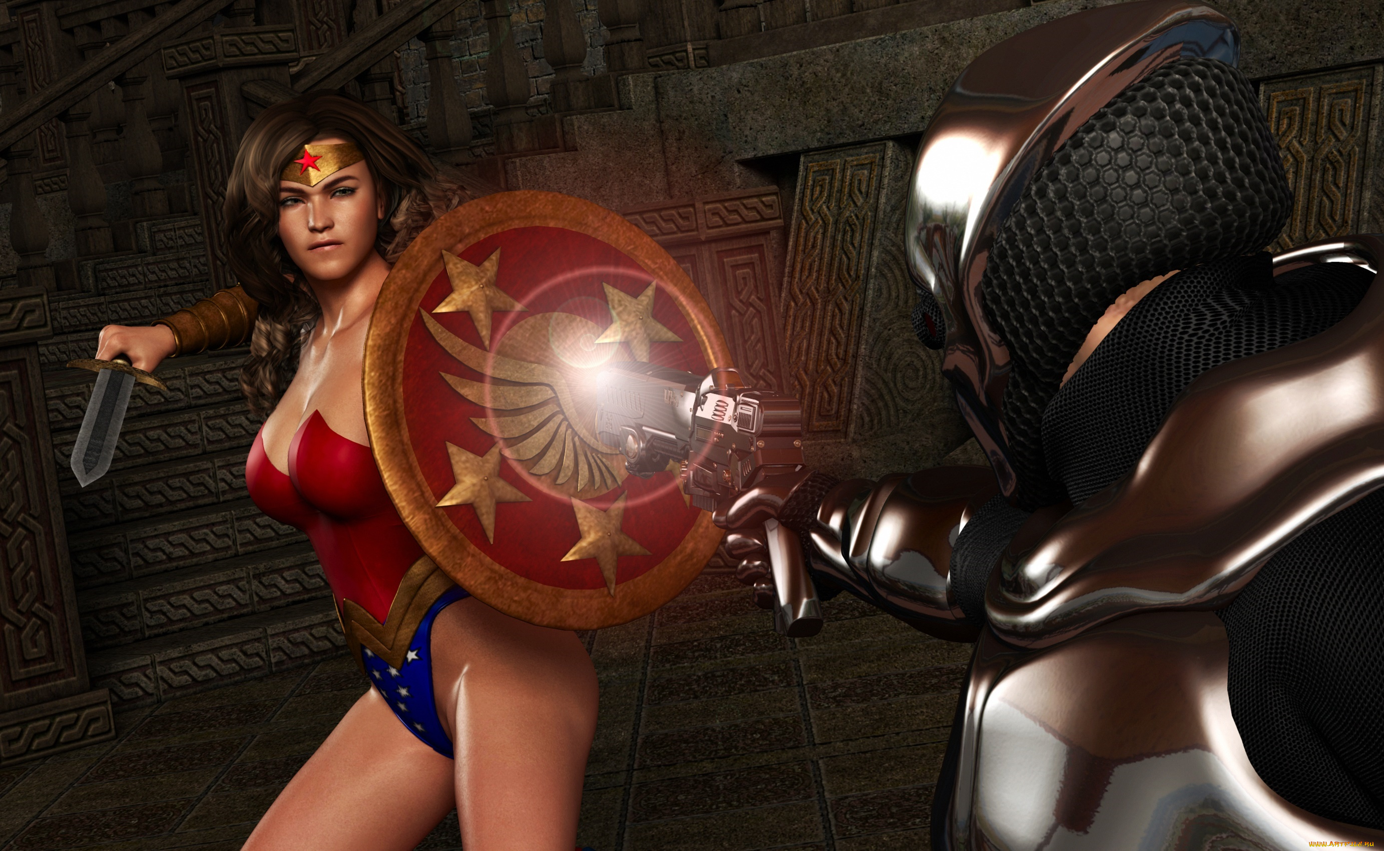 3д, графика, фантазия, , fantasy, супермен, фон, взгляд, девушка