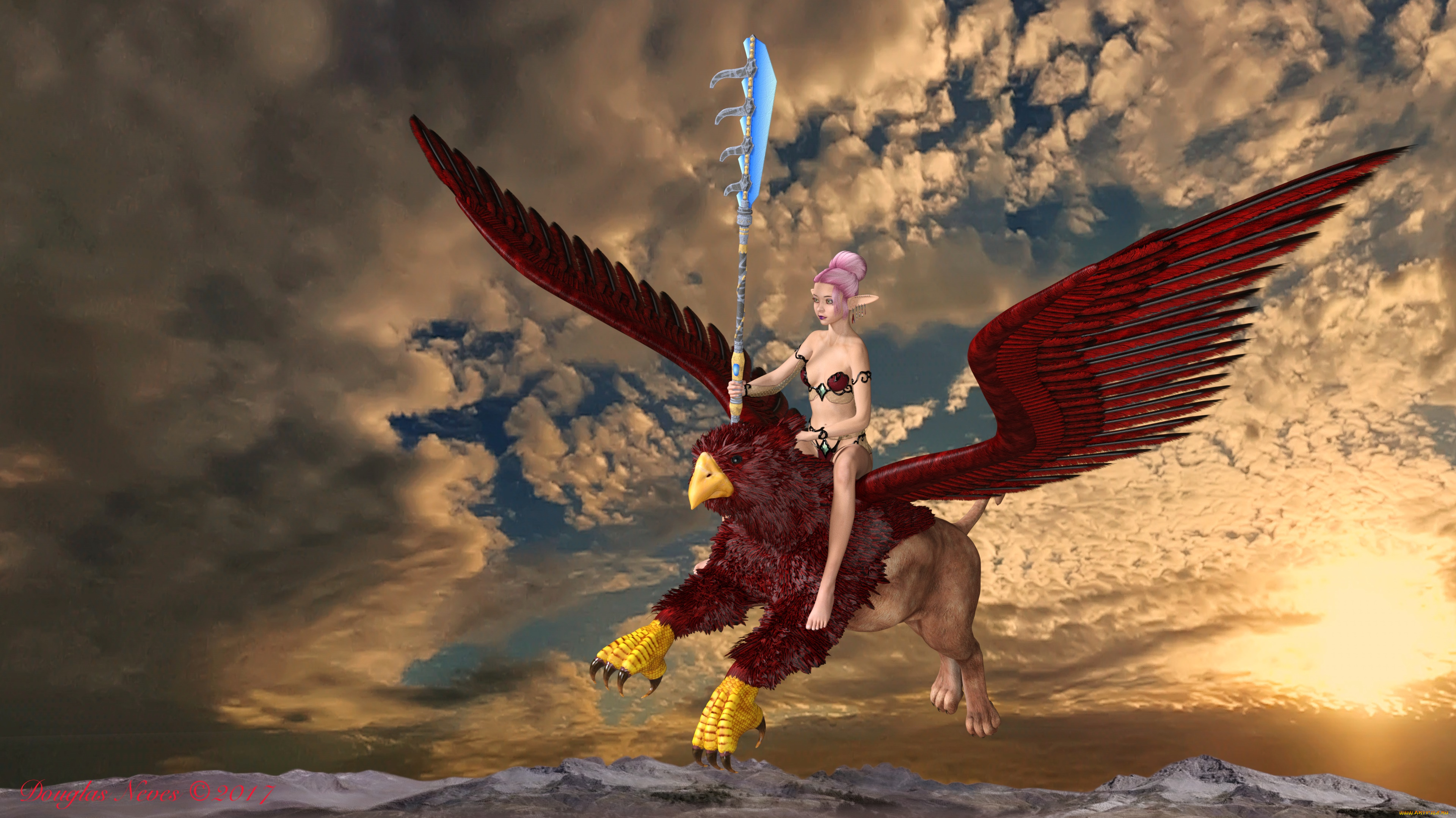 3д, графика, существа, , creatures, фон, взгляд, эльфийка