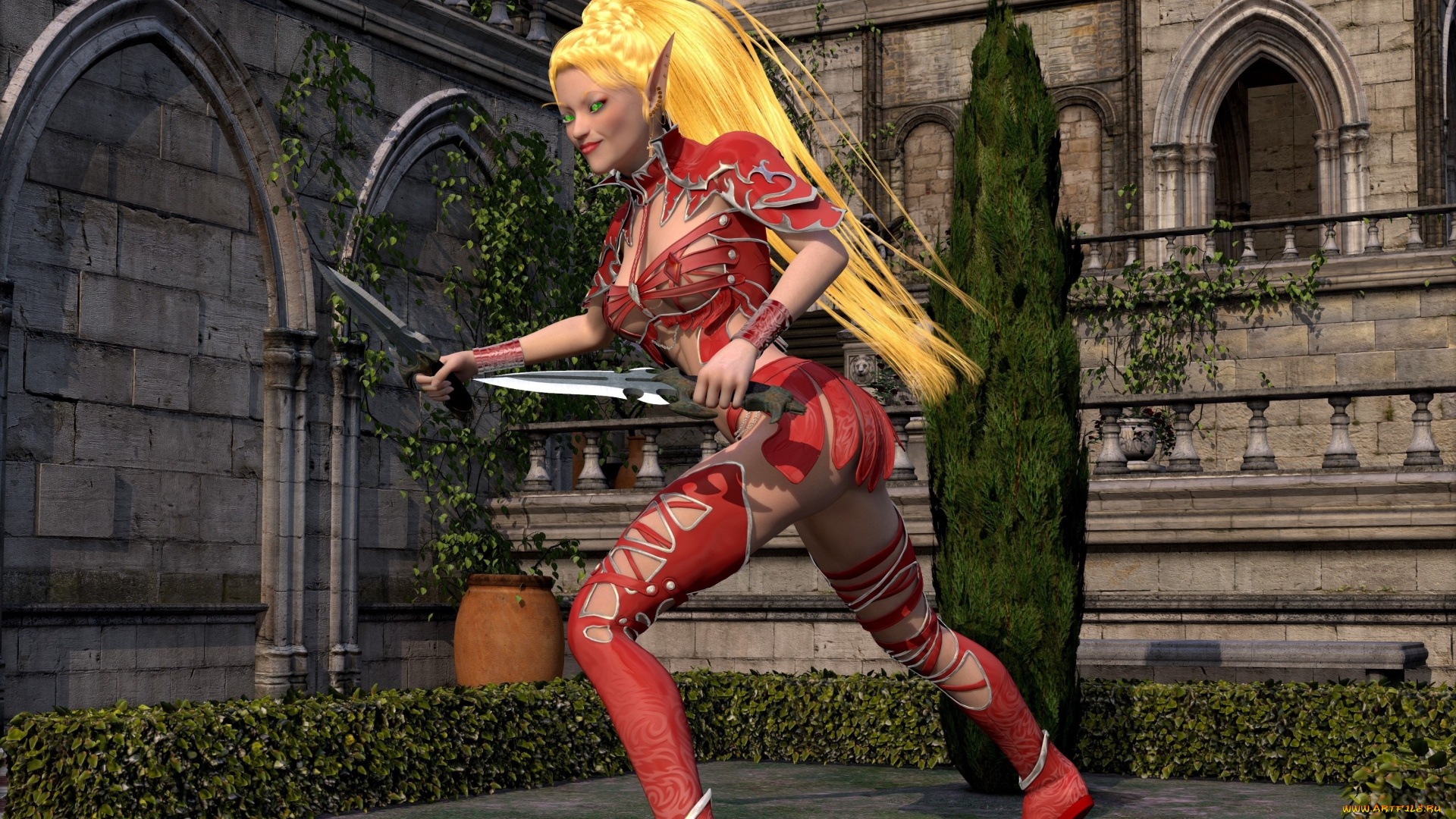 3д, графика, эльфы, , elves, эльфийка, фон, взгляд