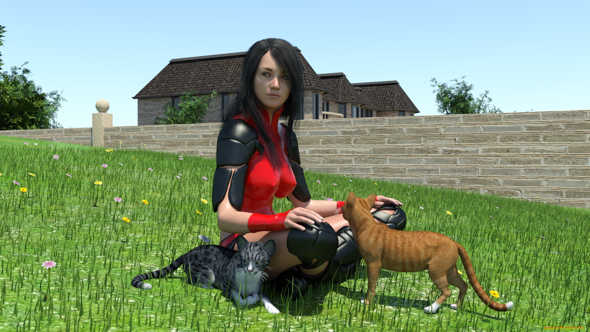 3д, графика, люди, и, животные, , people, and, animals, девушка, взгляд, фон