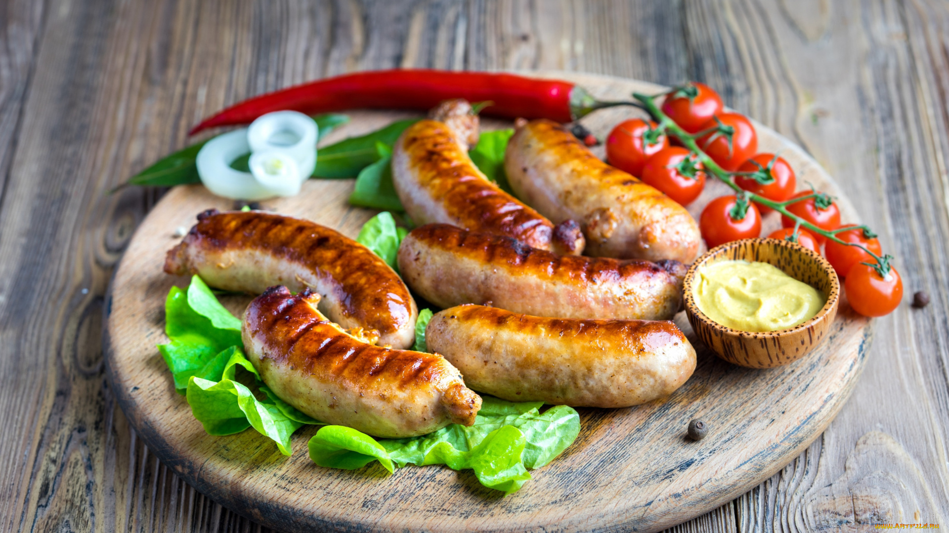 еда, колбасные, изделия, горчица, колбаски, помидор, перец