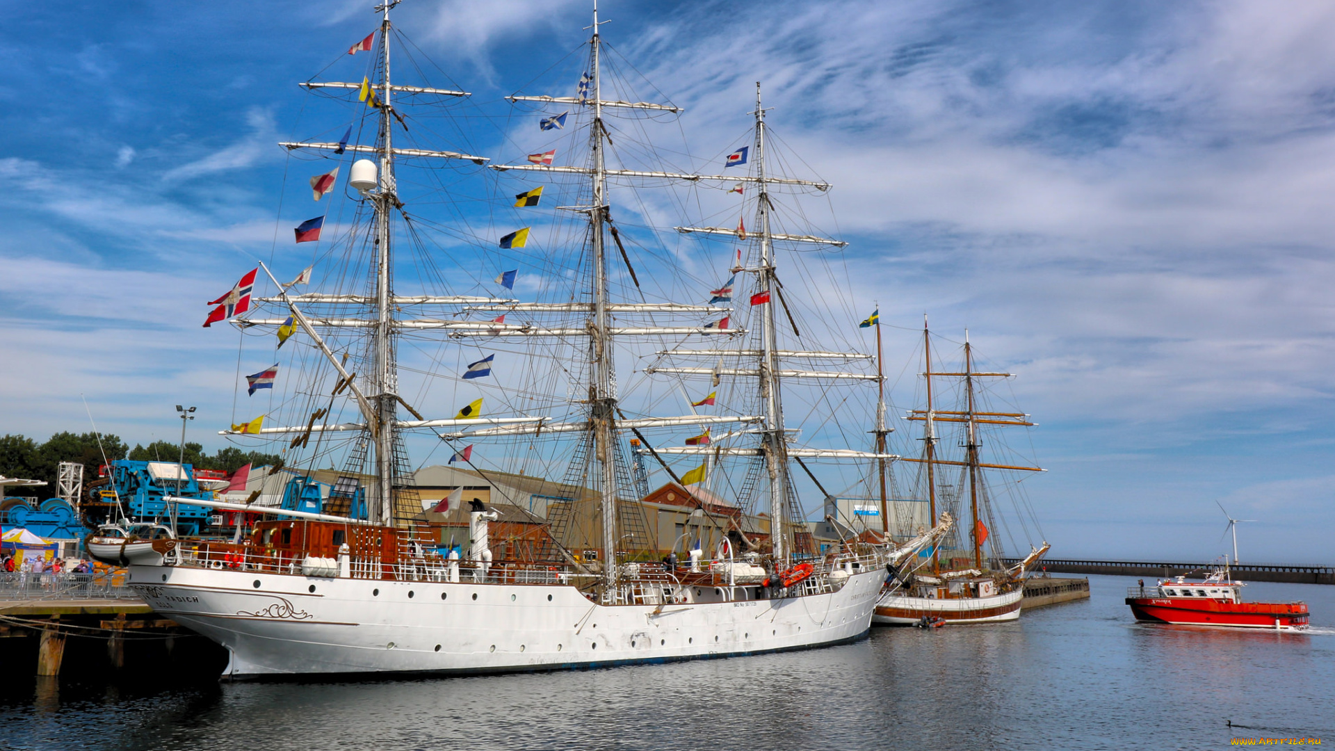 корабли, парусники, паруса, мачты