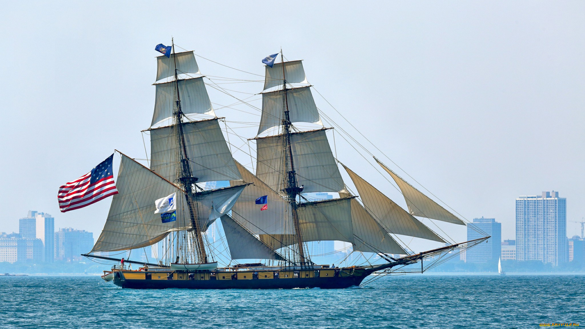 корабли, парусники, паруса, мачты