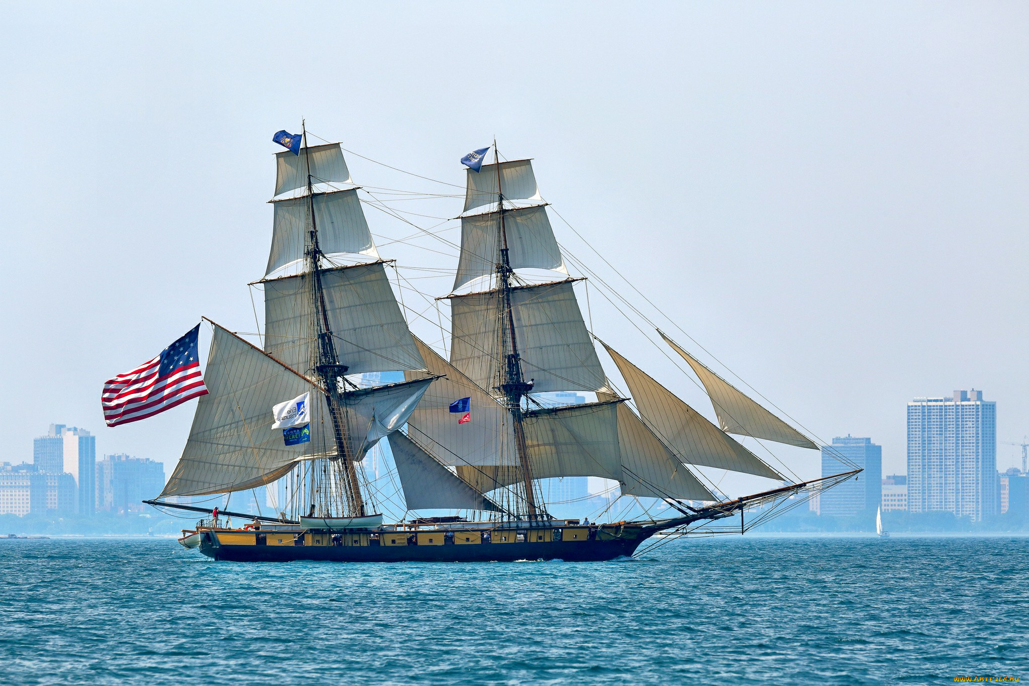 корабли, парусники, паруса, мачты