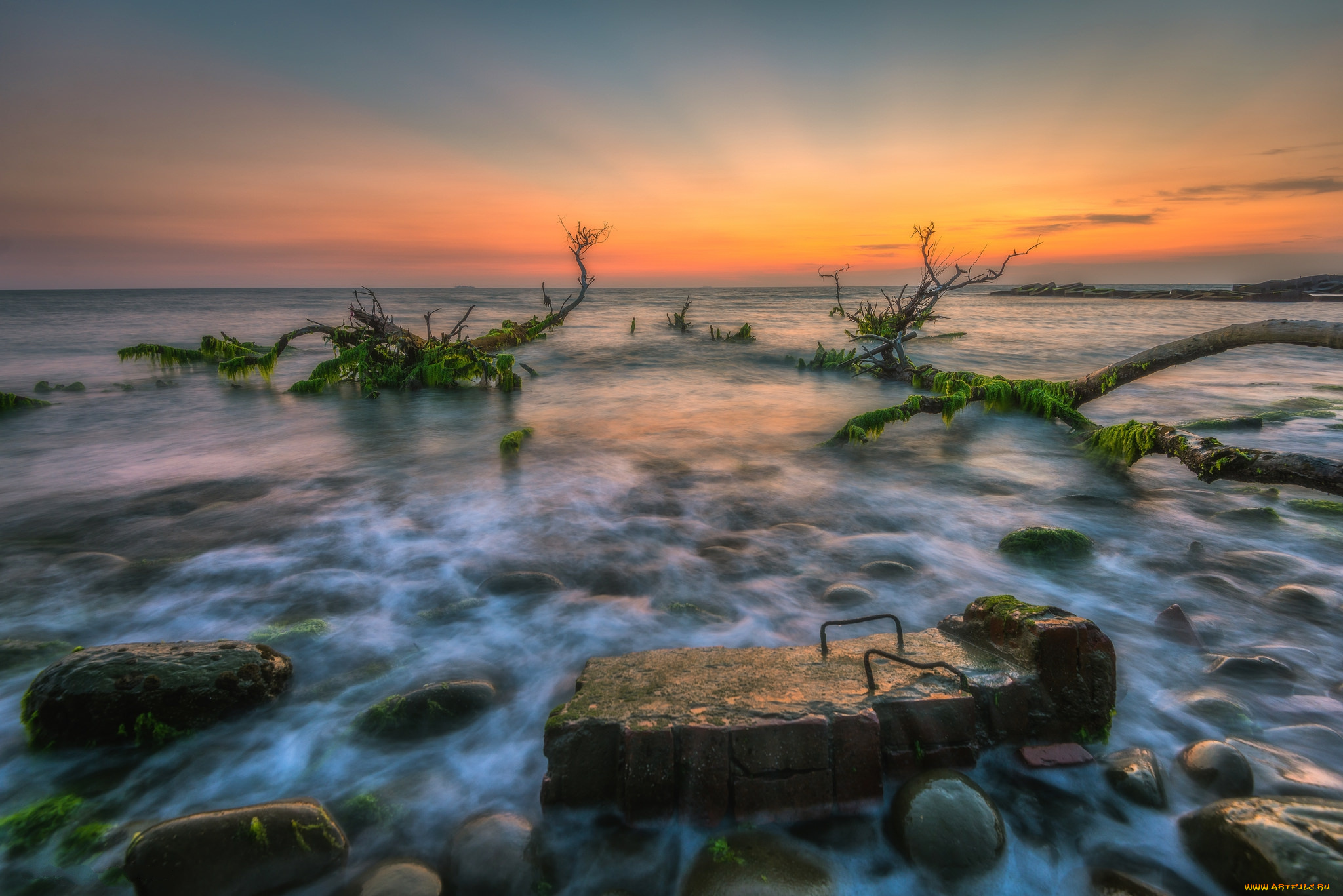 природа, побережье, простор