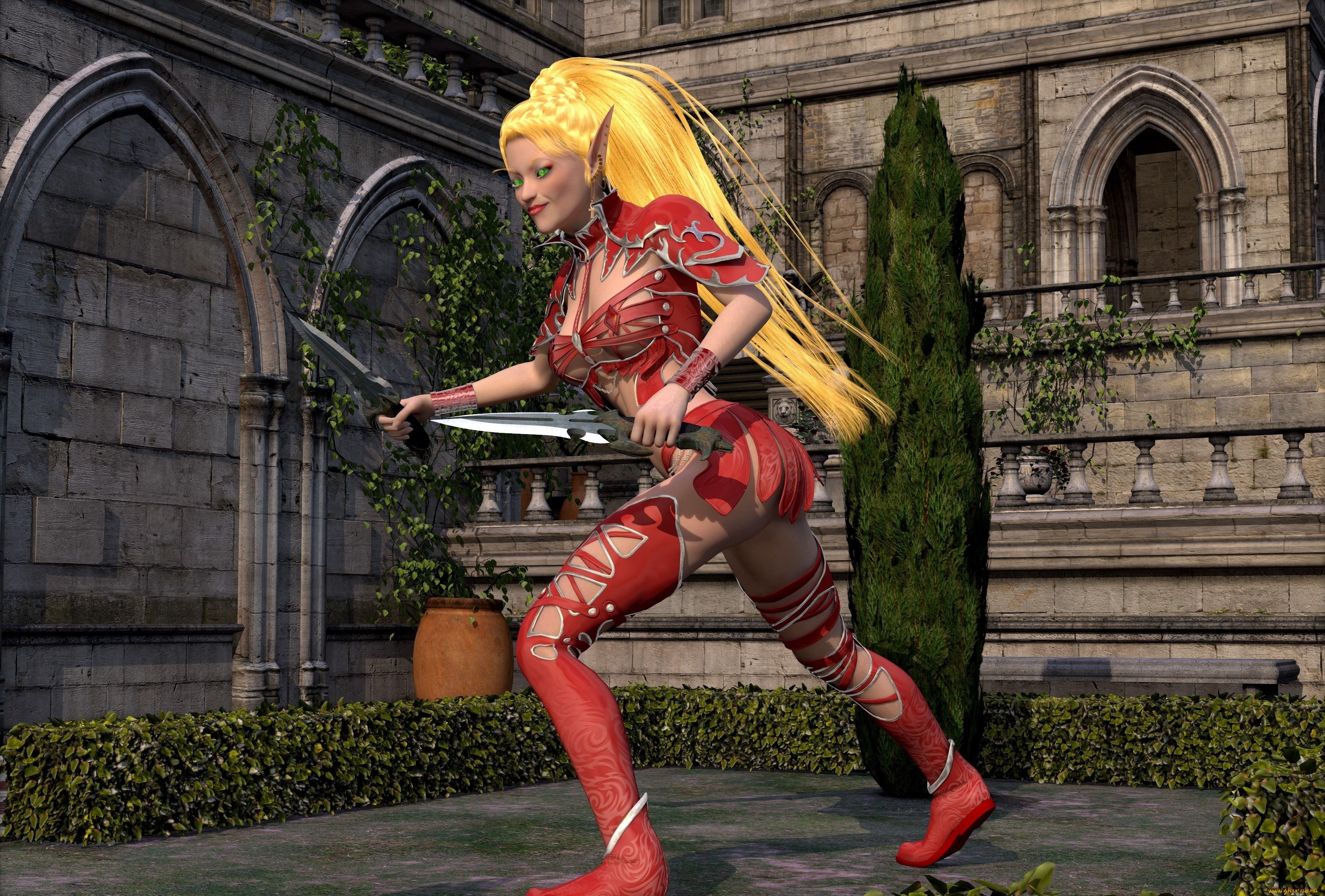 3д, графика, эльфы, , elves, эльфийка, фон, взгляд