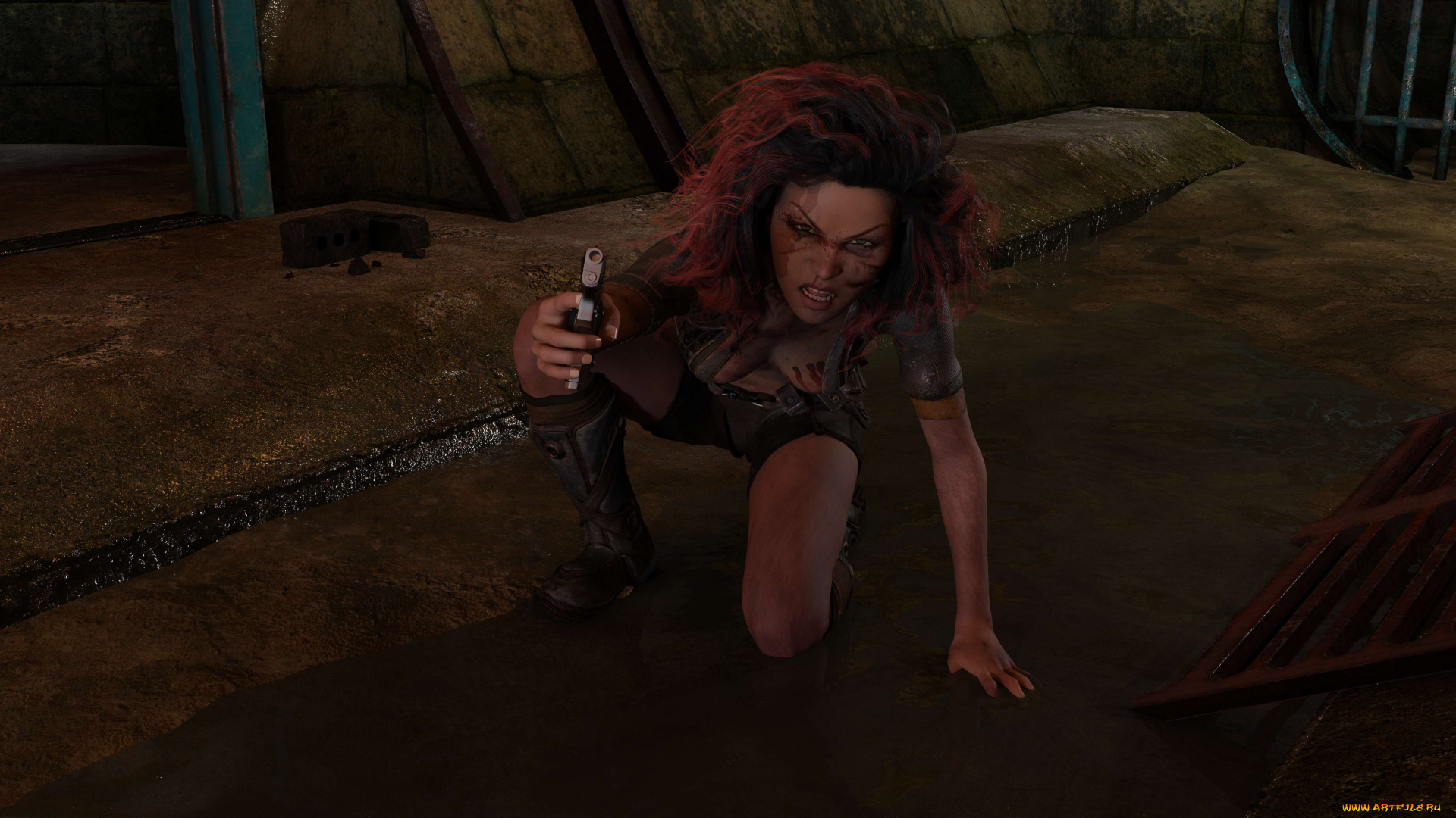 3д, графика, фантазия, , fantasy, фон, взгляд, девушка