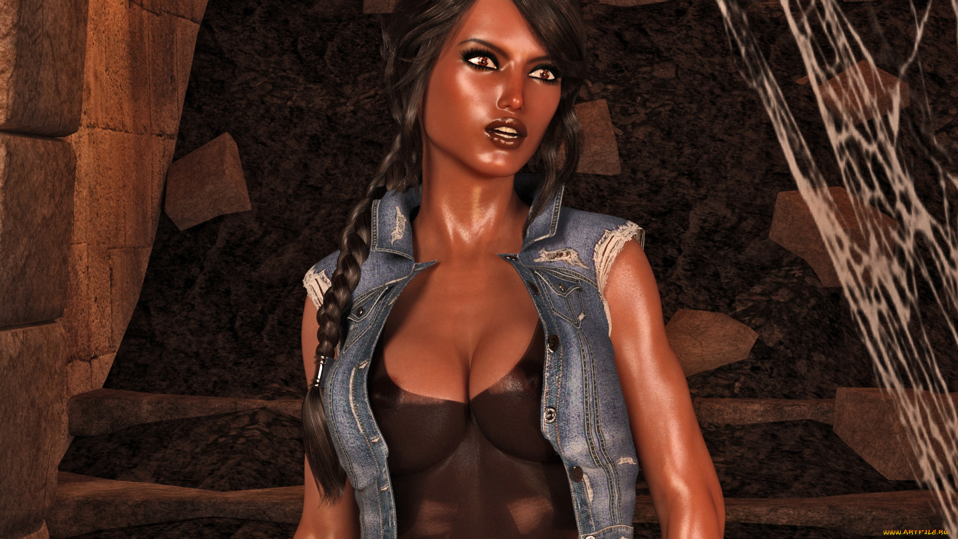 3д, графика, фантазия, , fantasy, фон, взгляд, девушка