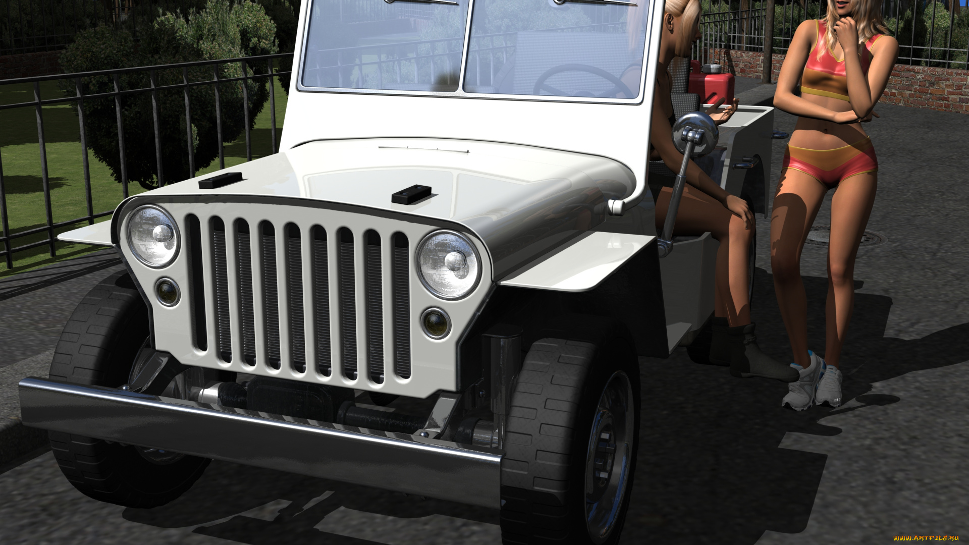 3д, графика, люди-авто, мото, , people-, car, , , moto, фон, взгляд, девушки