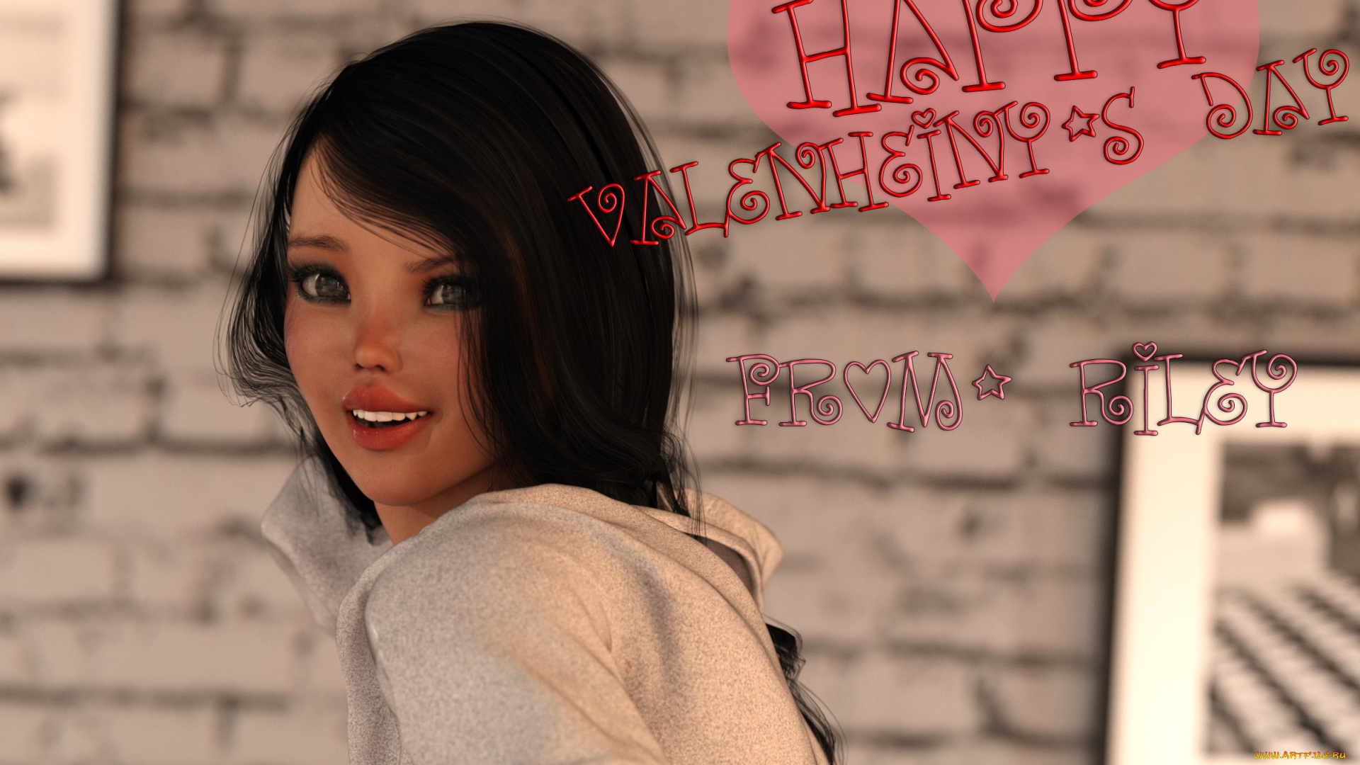 3д, графика, праздники, , holidays, фон, взгляд, девушка