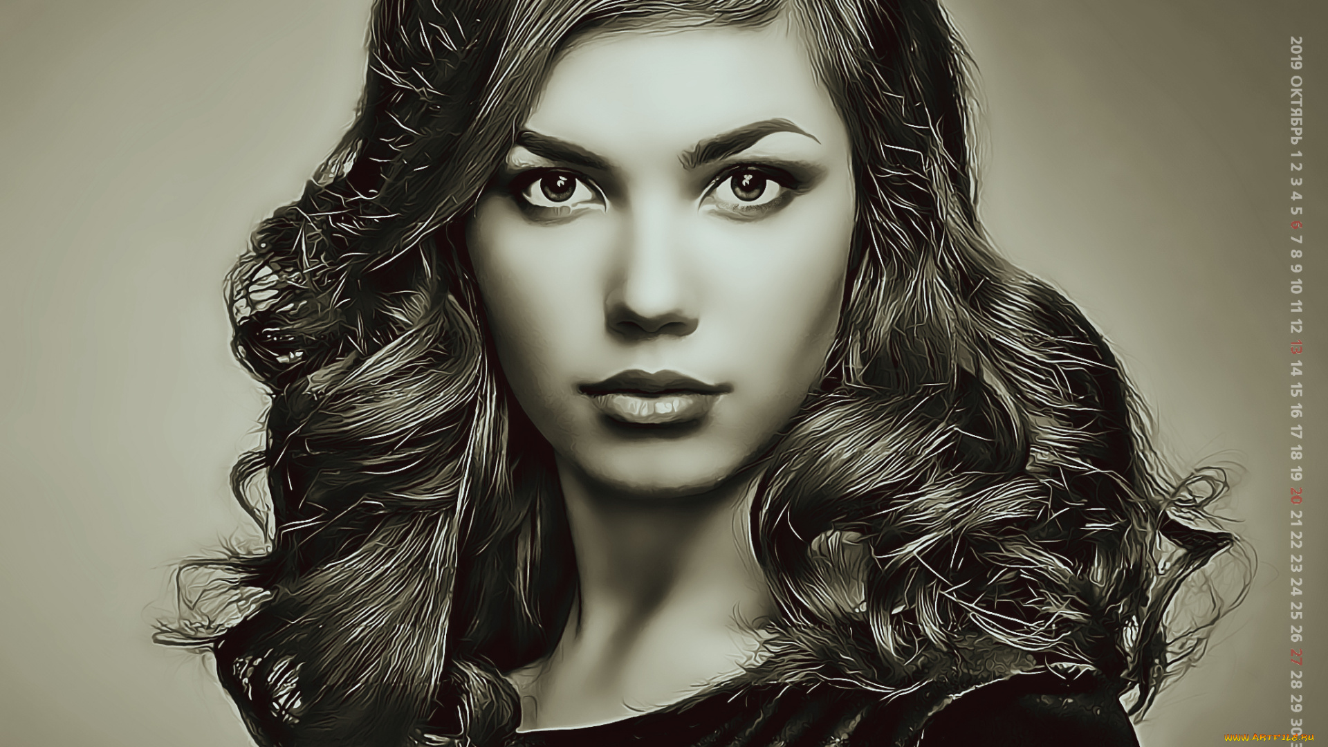 календари, компьютерный, дизайн, 2019, calendar, модель, взгляд, девушка, женщина