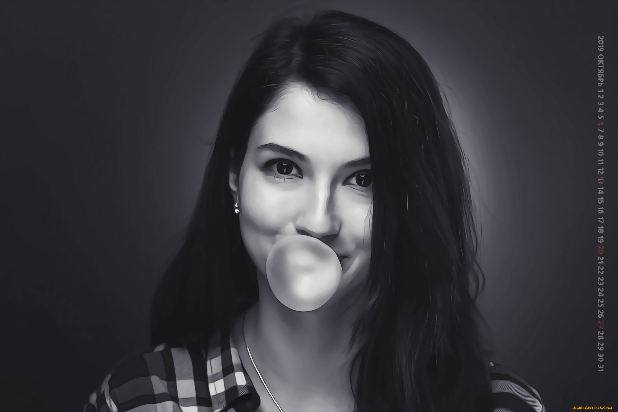 календари, компьютерный, дизайн, взгляд, женщина, девушка, 2019, calendar, жвачка