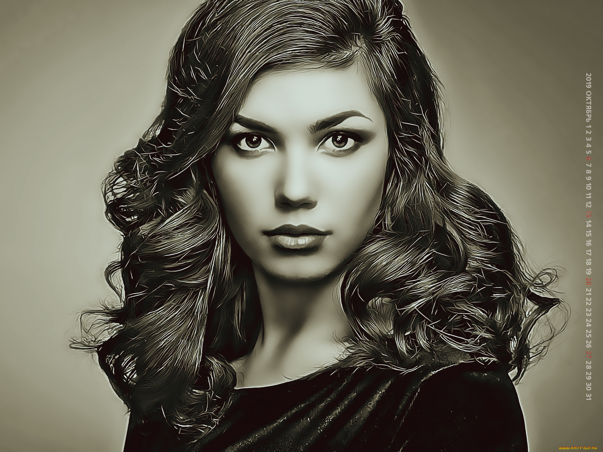 календари, компьютерный, дизайн, 2019, calendar, модель, взгляд, девушка, женщина