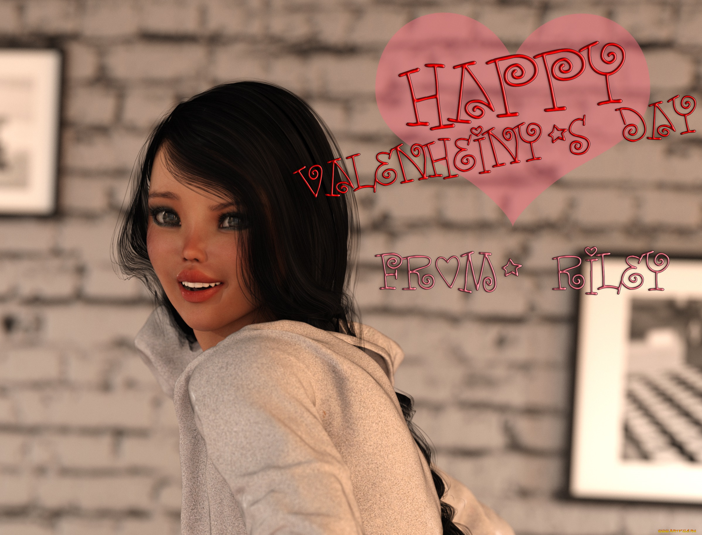 3д, графика, праздники, , holidays, фон, взгляд, девушка