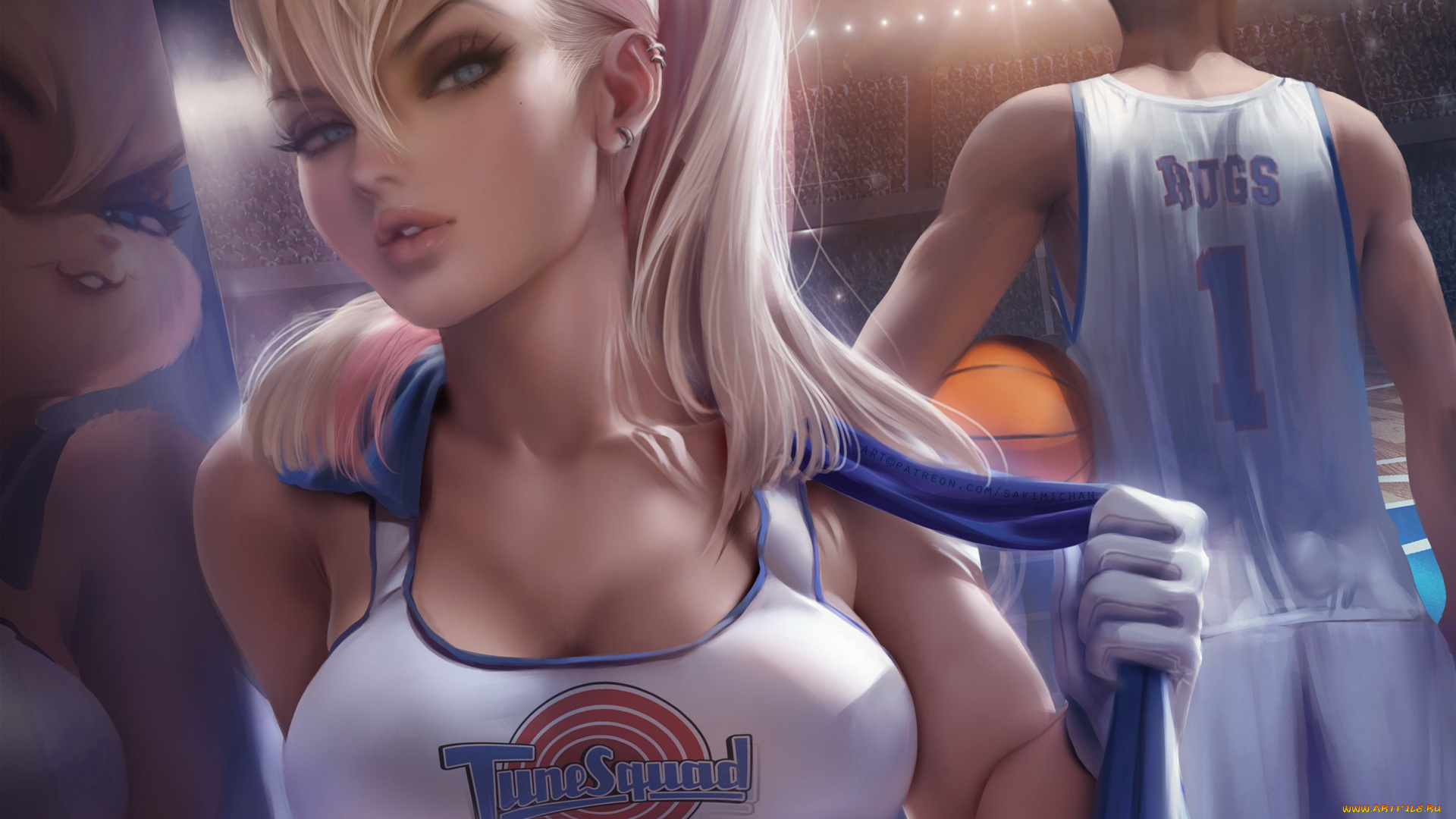 рисованное, кино, , мультфильмы, девушка, блондинка, парень, мяч, баскетбол