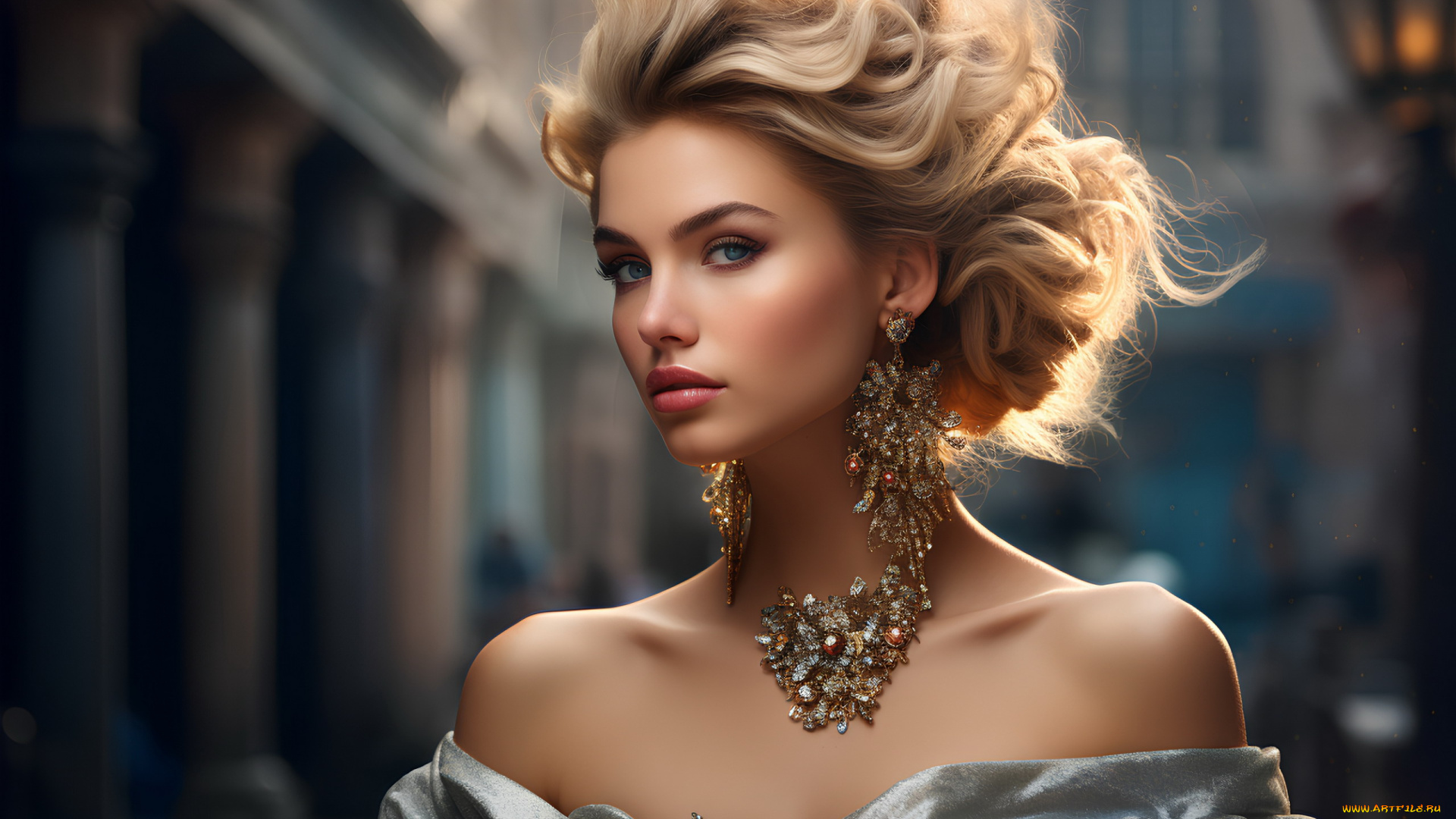 девушки, -, лица, , портреты, модель, портрет, блондинка, серьги