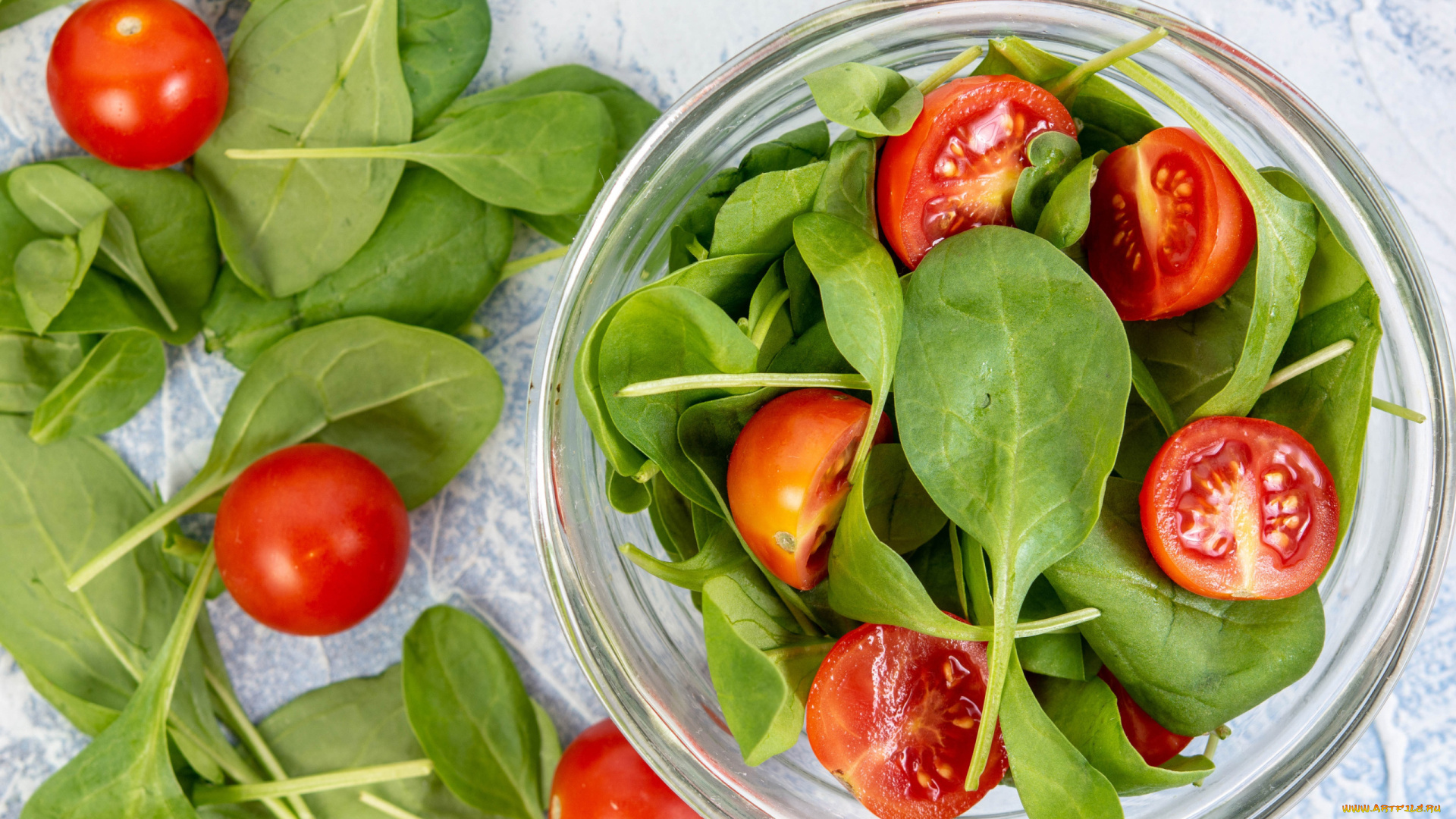 еда, салаты, , закуски, шпинат, салат, помидоры