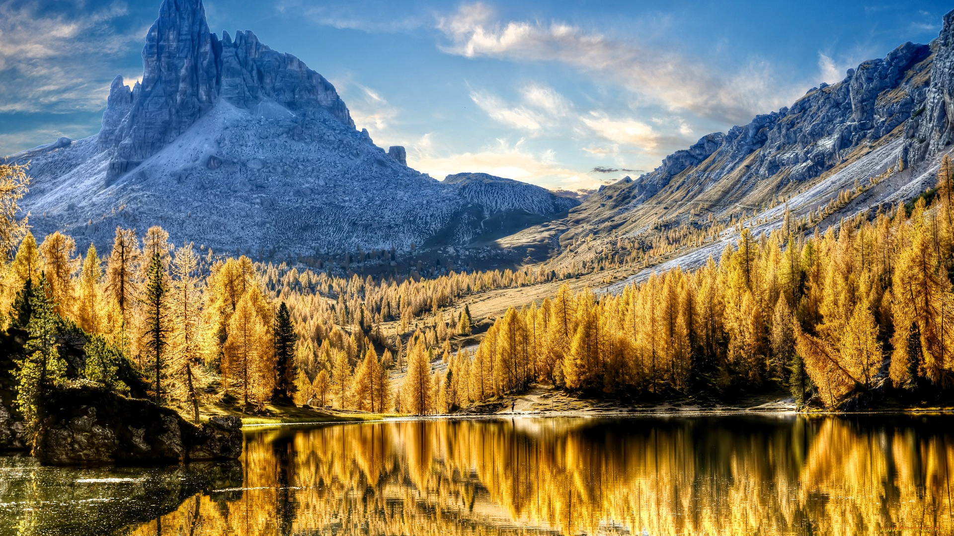 природа, реки, озера, горы, лес, осень, озеро