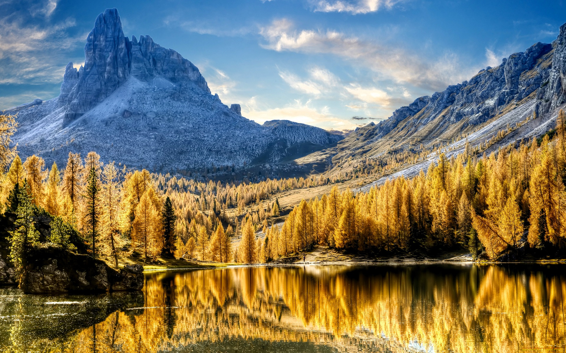 природа, реки, озера, горы, лес, осень, озеро