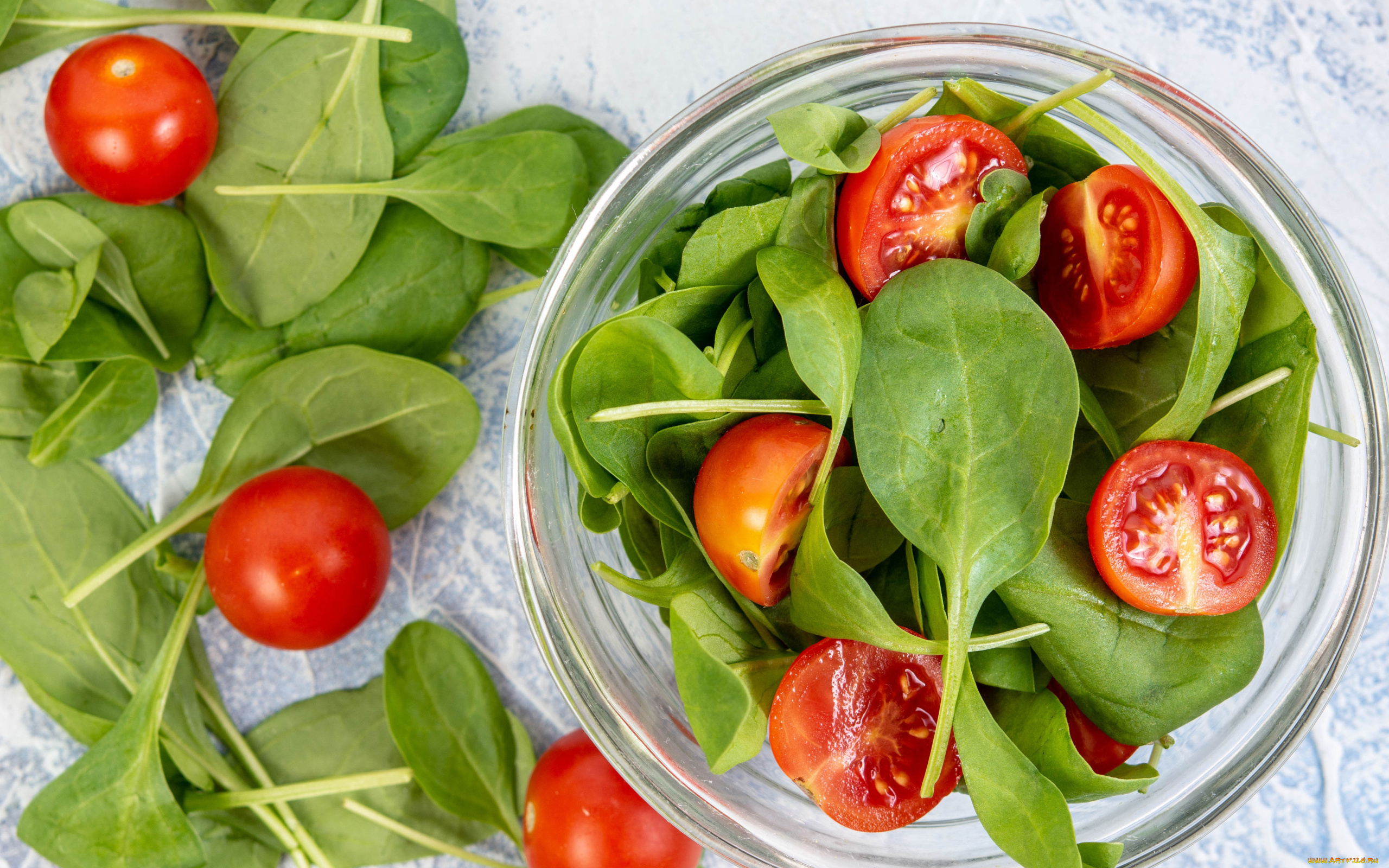 еда, салаты, , закуски, шпинат, салат, помидоры