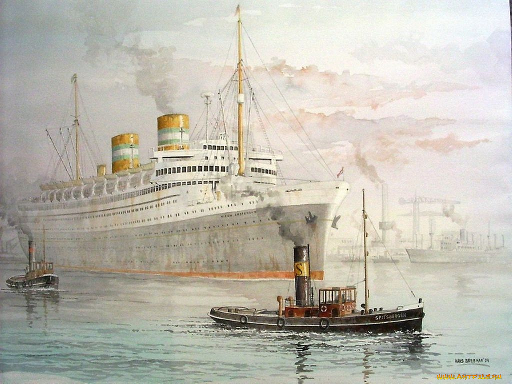 корабли, рисованные