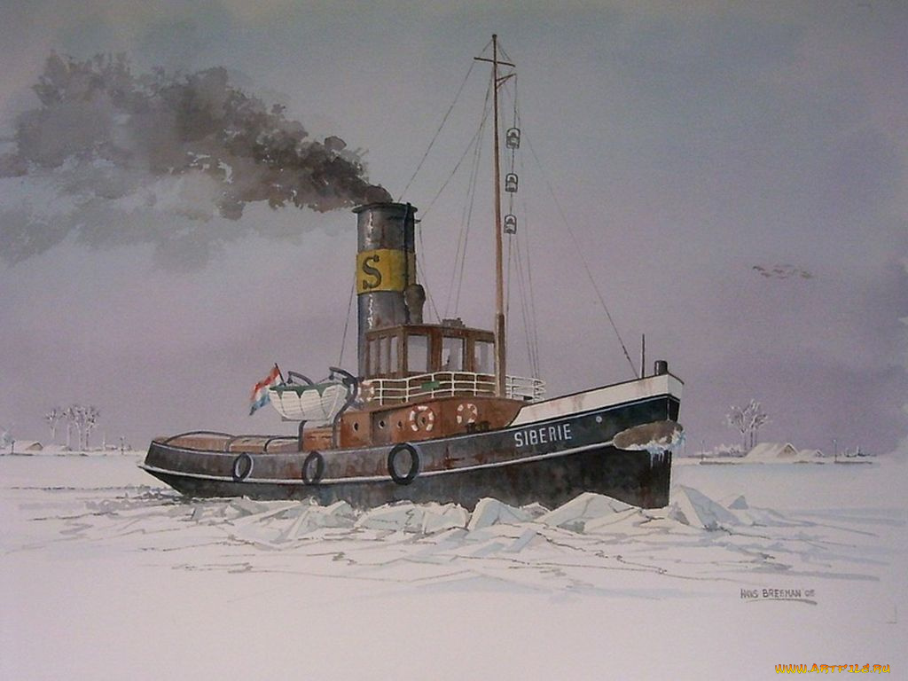 корабли, рисованные