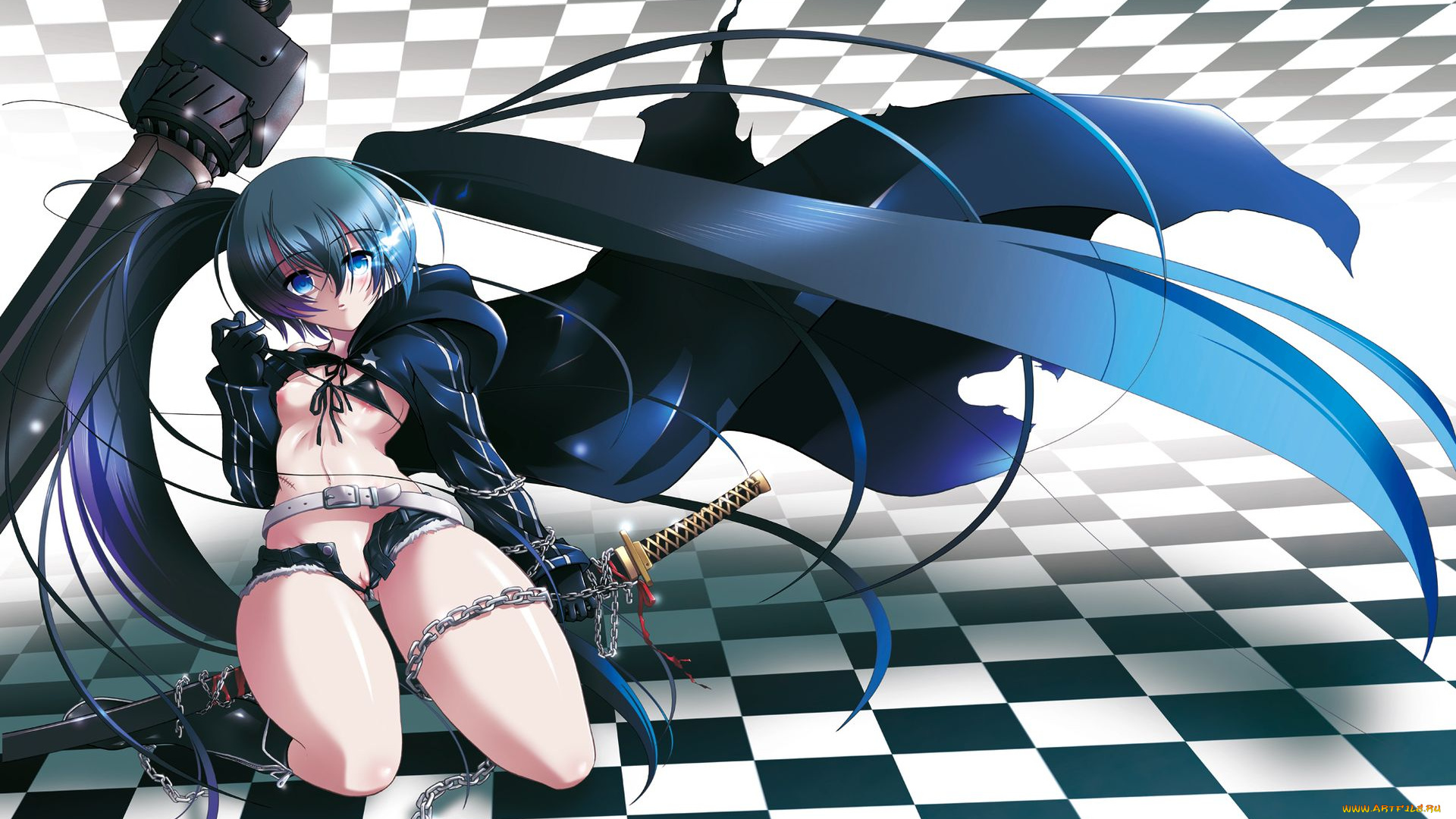 аниме, black, rock, shooter