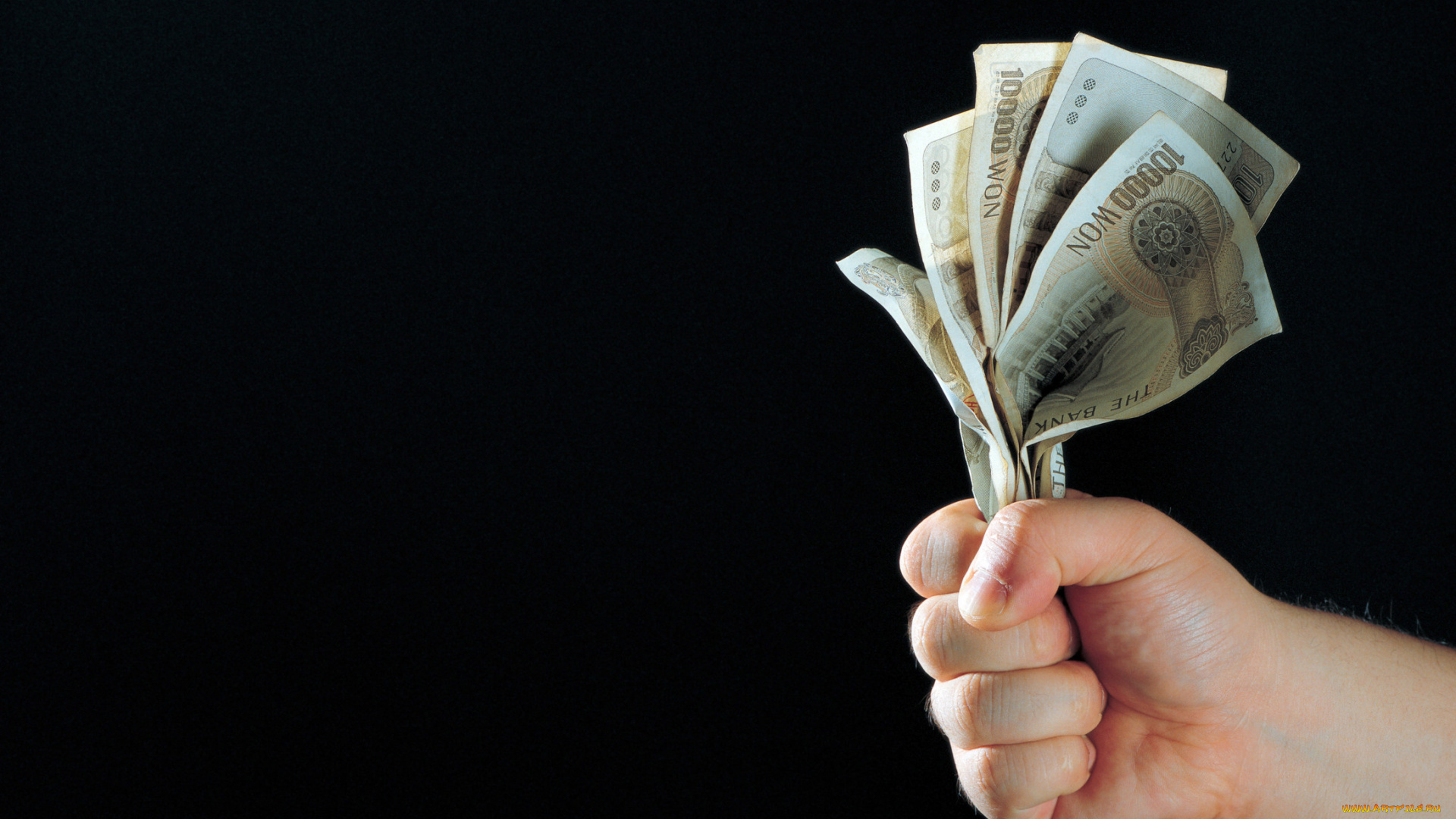 разное, золото, купюры, монеты, рука, деньги