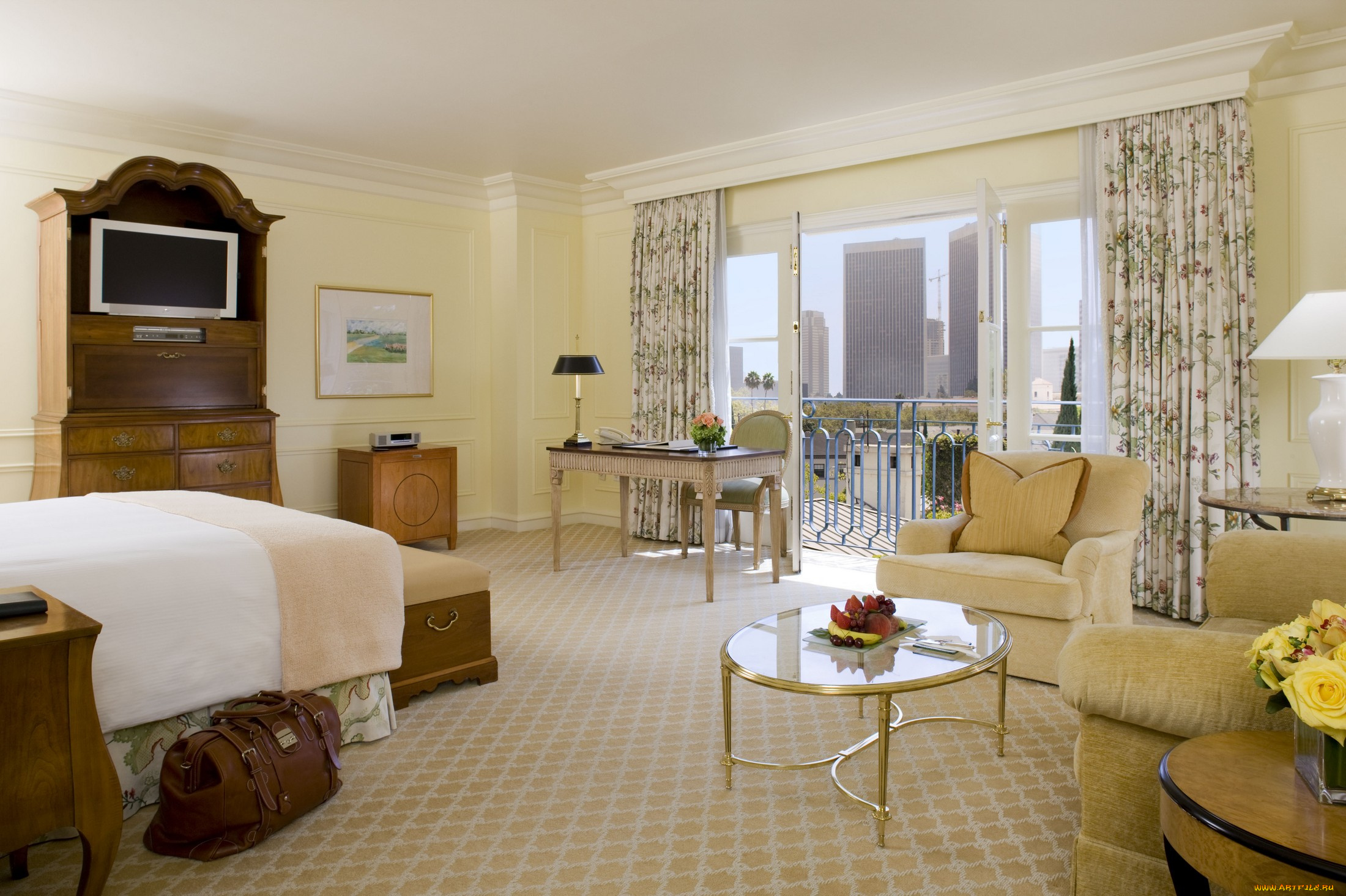 интерьер, спальня, подушка, шторы, стулья, столы